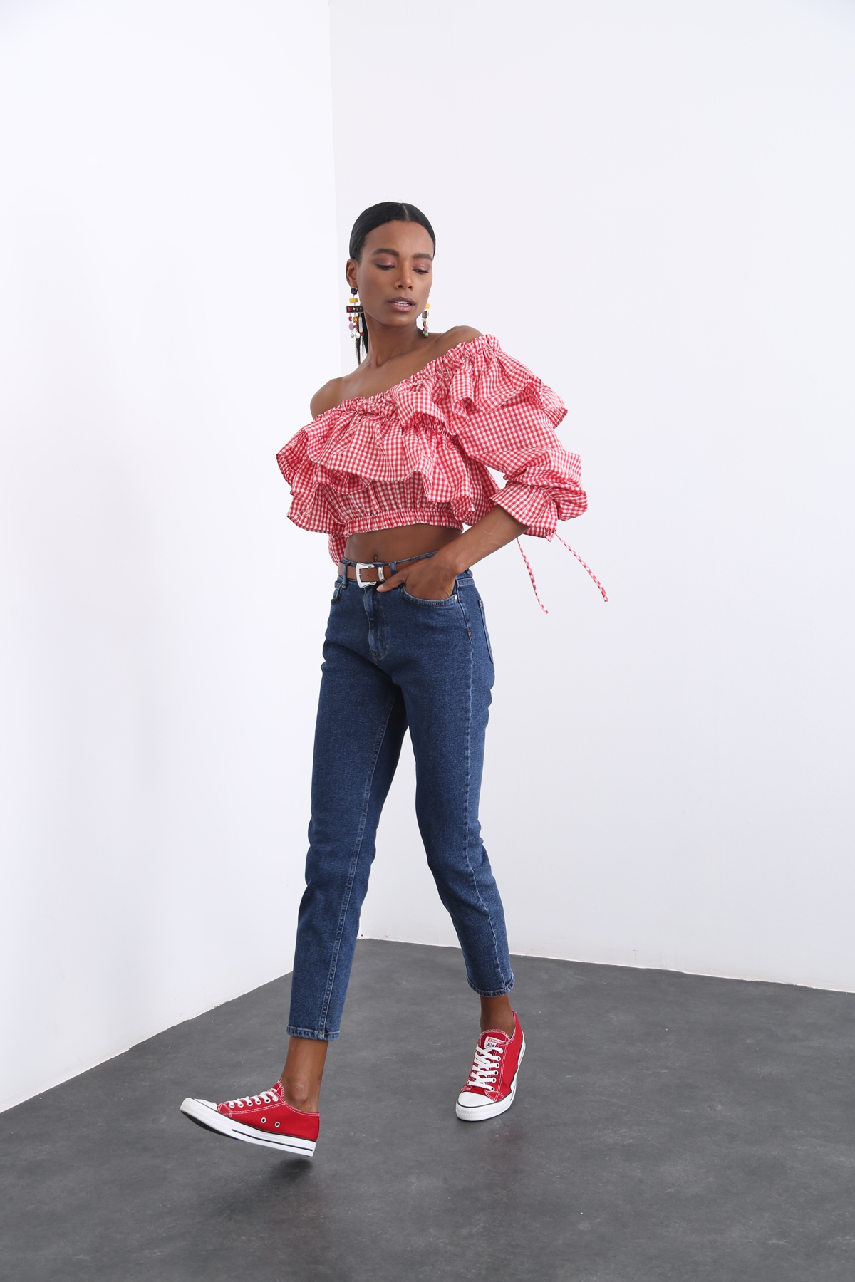 Mavi Yüksek Bel Mom Fit Jean D-151