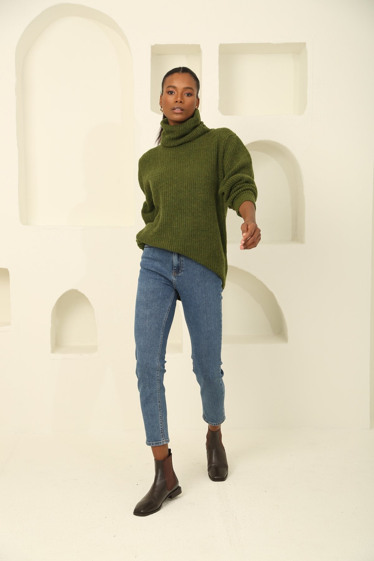 Mavi Yüksek Bel Mom Fit Jean D-151