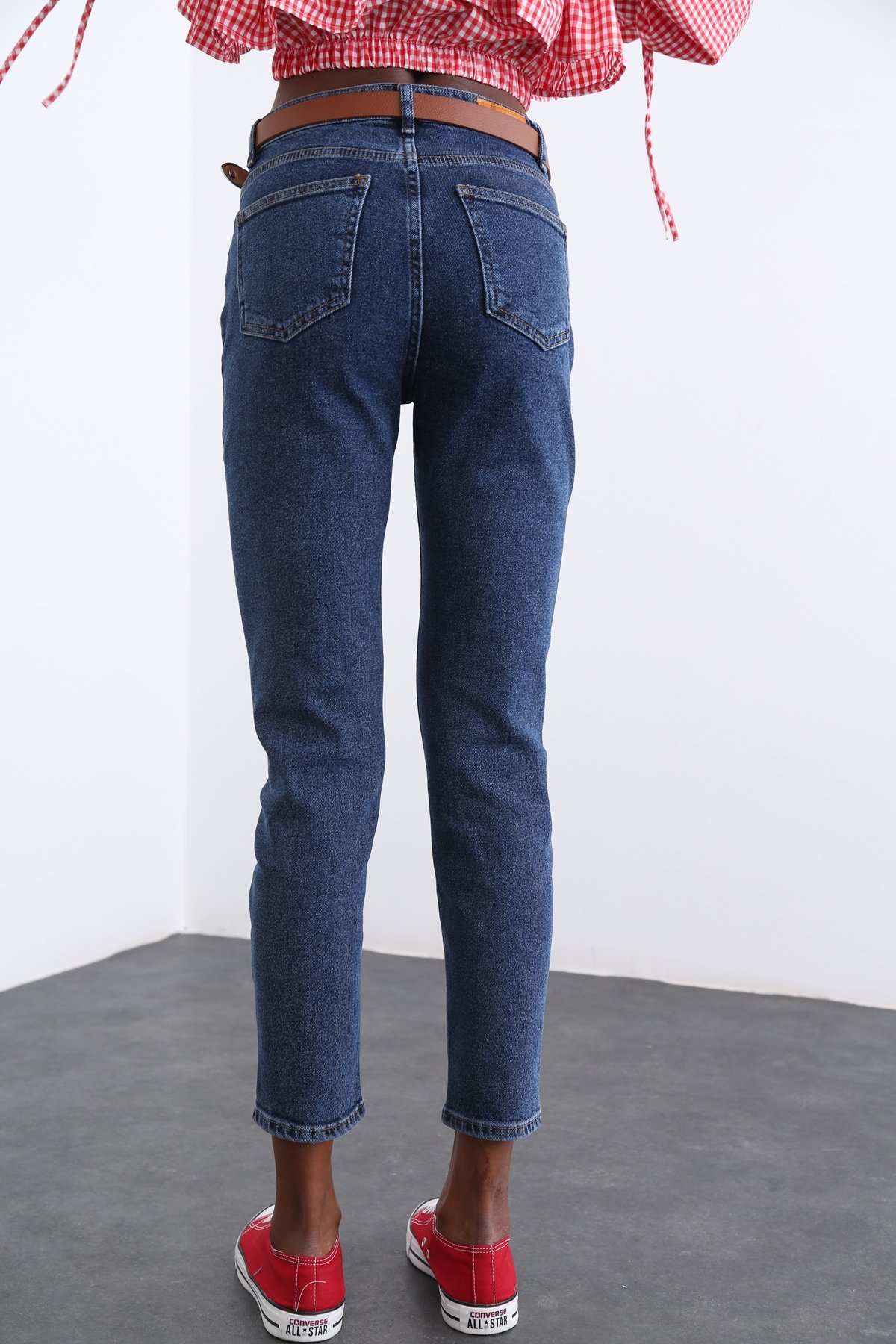 Mavi Yüksek Bel Mom Fit Jean D-151