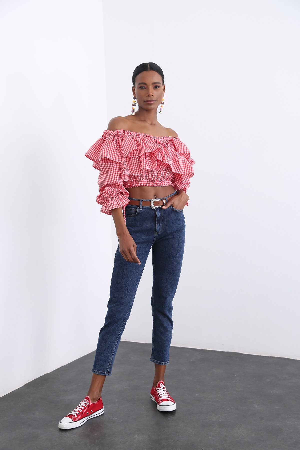 Mavi Yüksek Bel Mom Fit Jean D-151