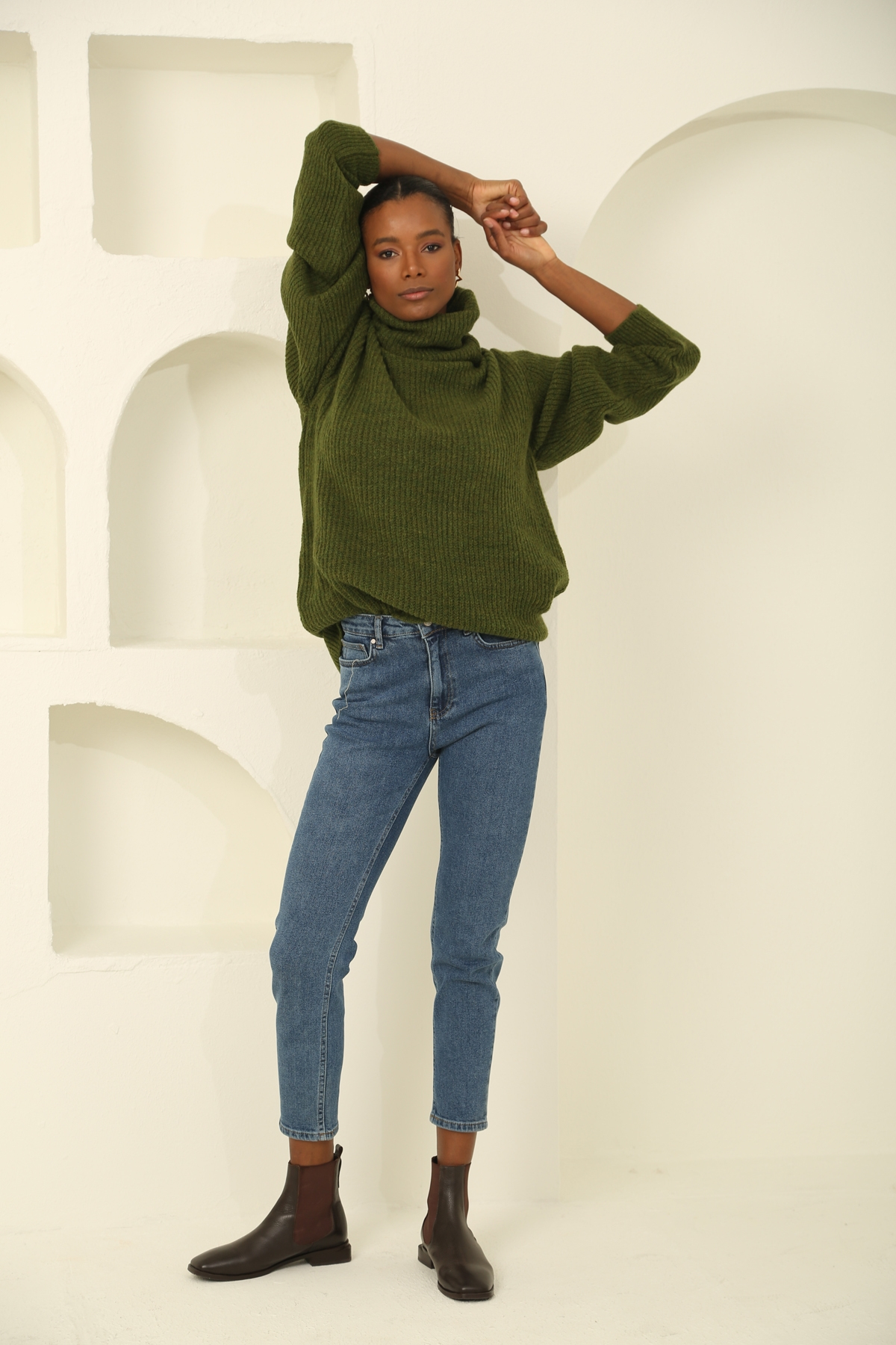 Mavi Yüksek Bel Mom Fit Jean D-151
