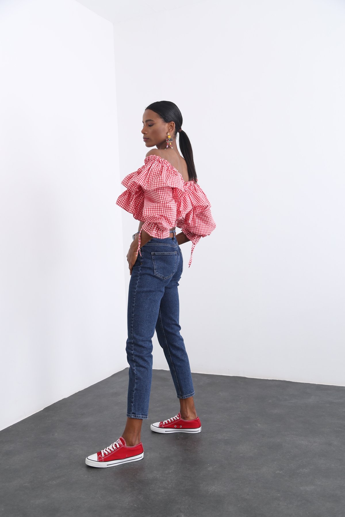 Mavi Yüksek Bel Mom Fit Jean D-151
