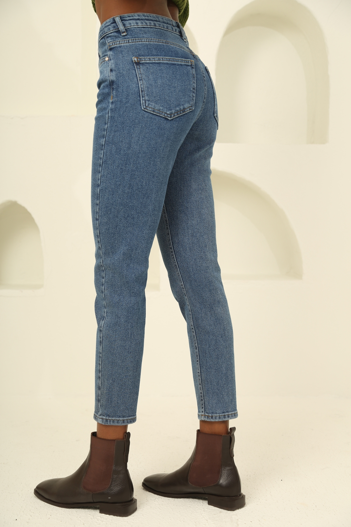 Mavi Yüksek Bel Mom Fit Jean D-151