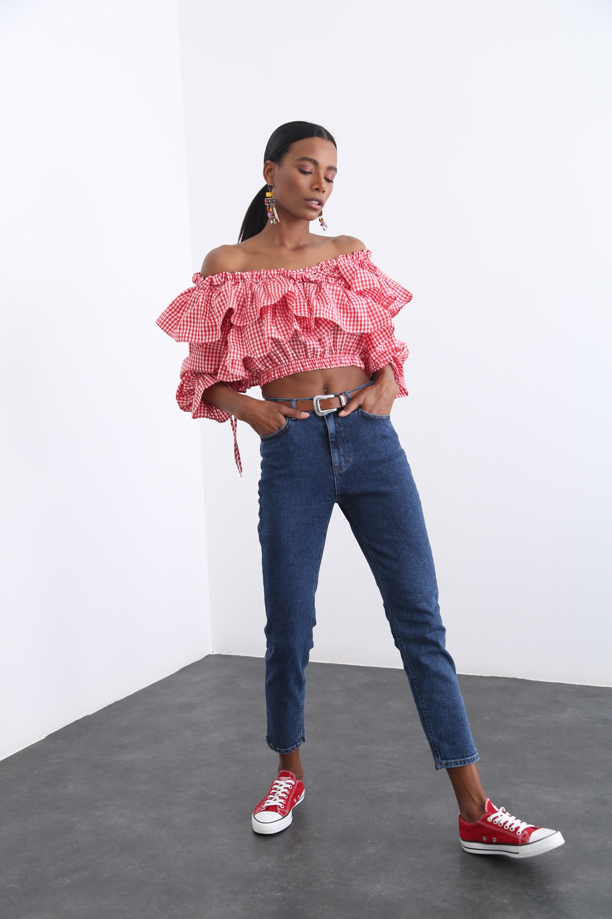 Mavi Yüksek Bel Mom Fit Jean D-151