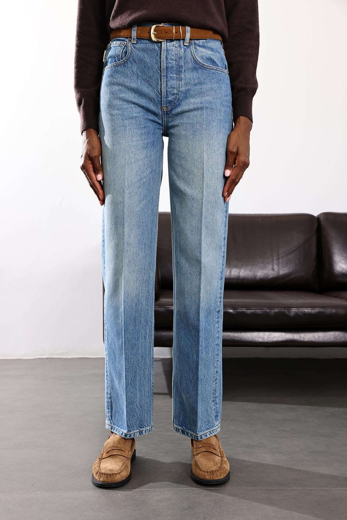 Mavi Yüksek Bel Relaxed Jean 