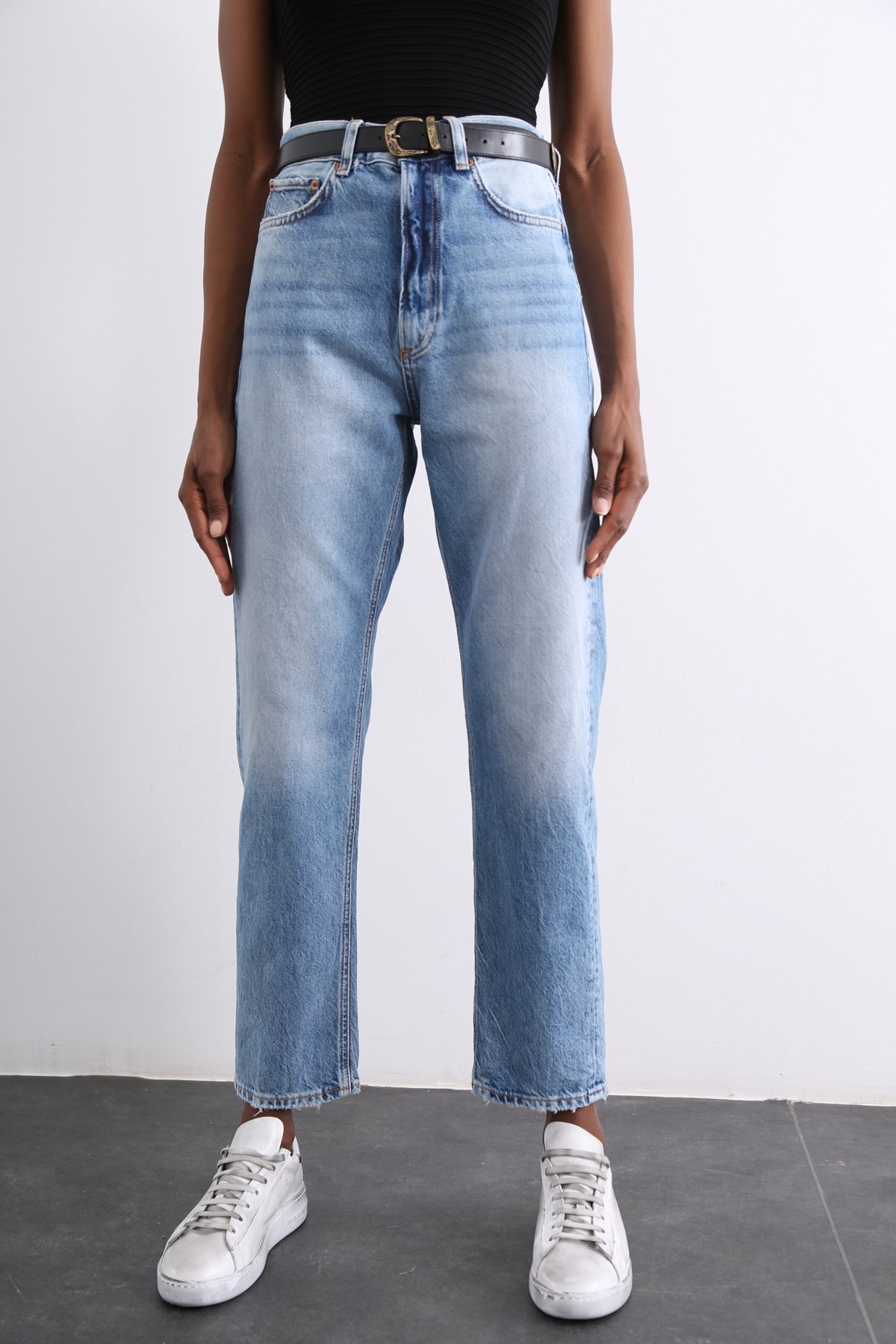 Mavi Yüksek Bel Relaxed Straight Jean 
