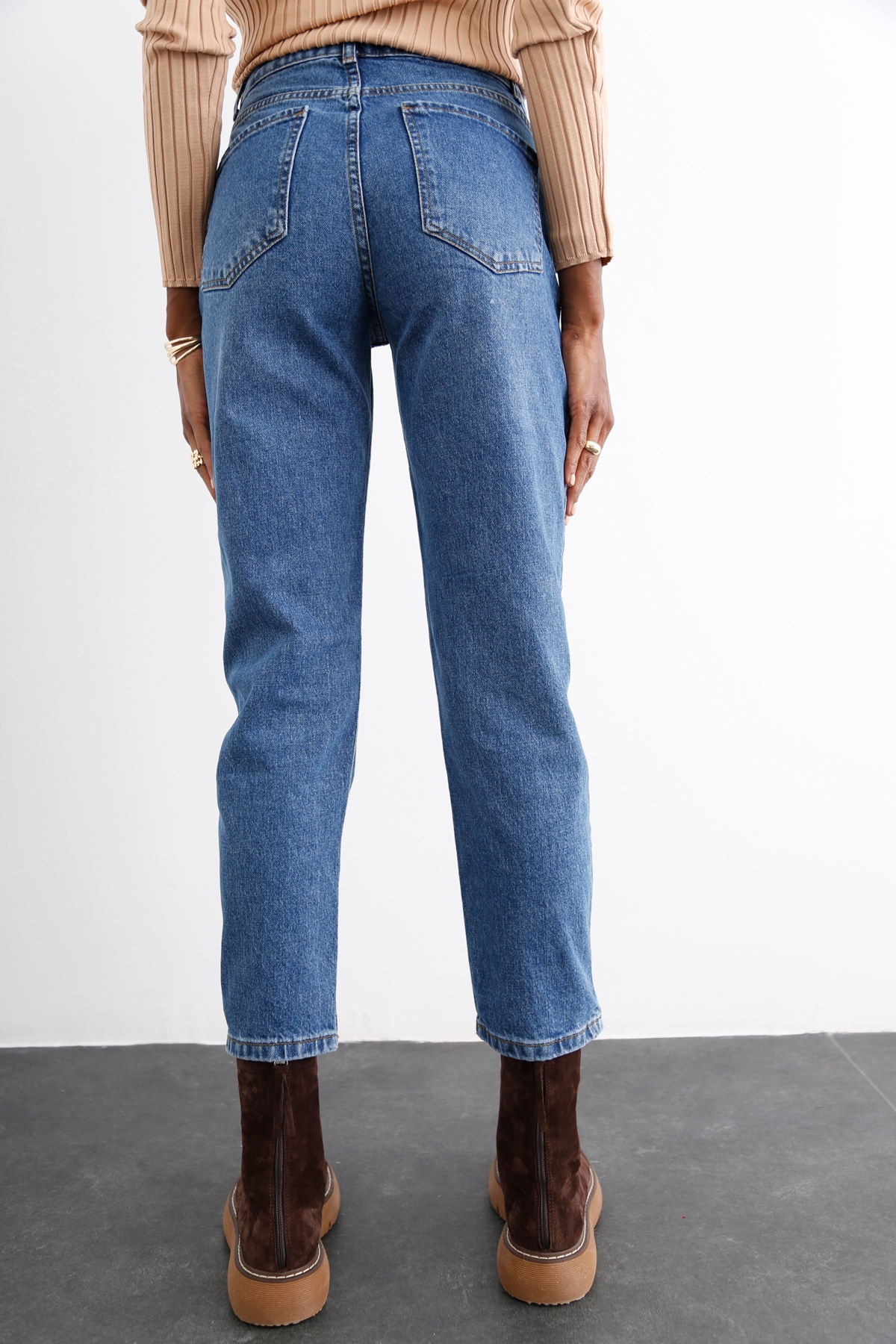 Mavi Yüksek Bel Slim Mom Jean 21418
