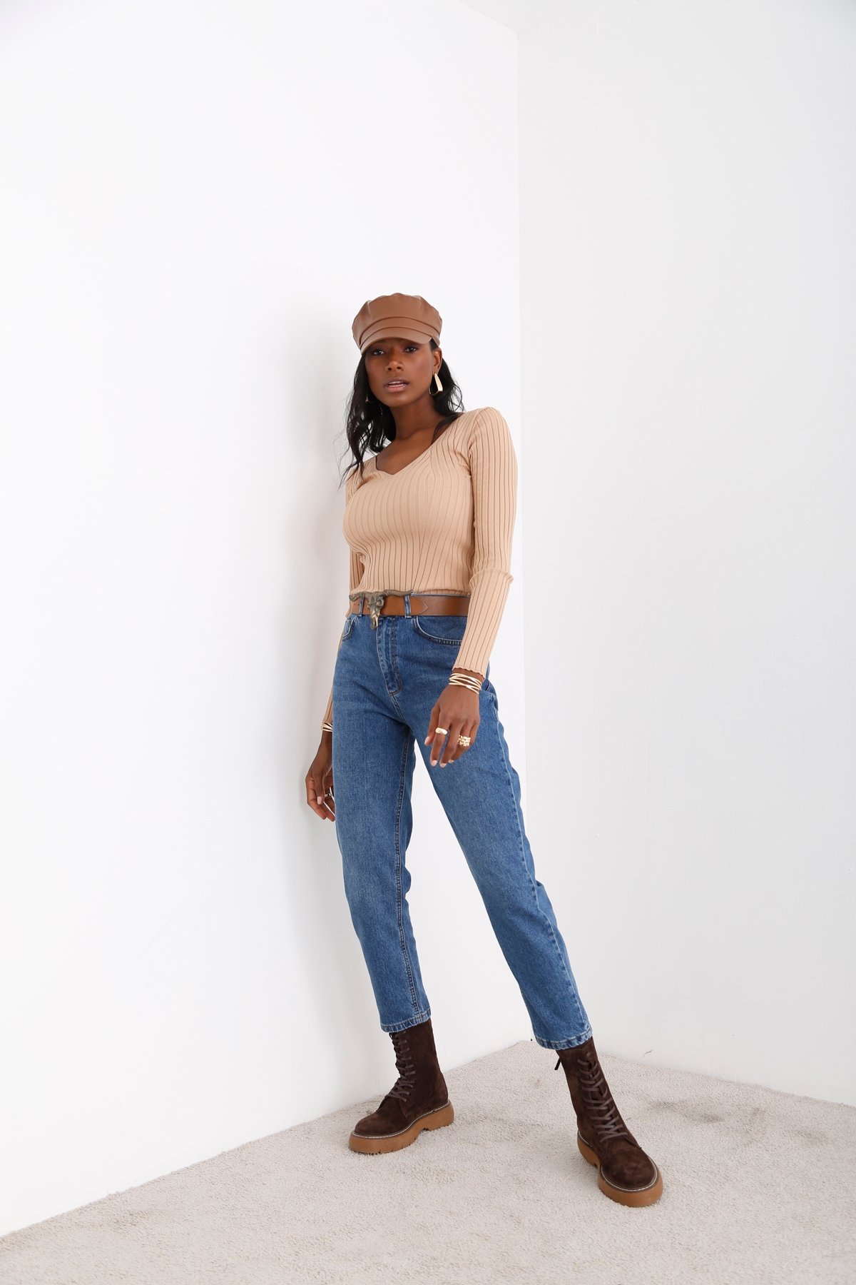Mavi Yüksek Bel Slim Mom Jean 21418