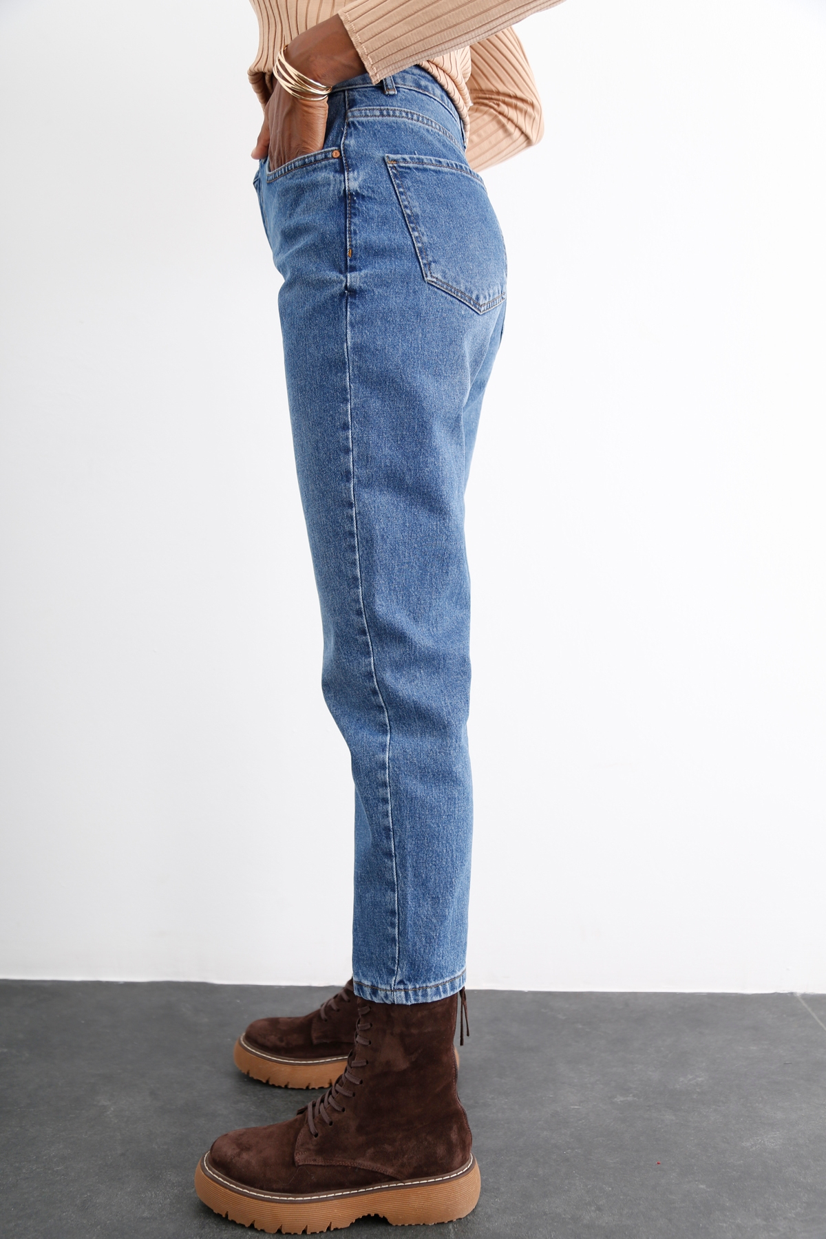 Mavi Yüksek Bel Slim Mom Jean 21418