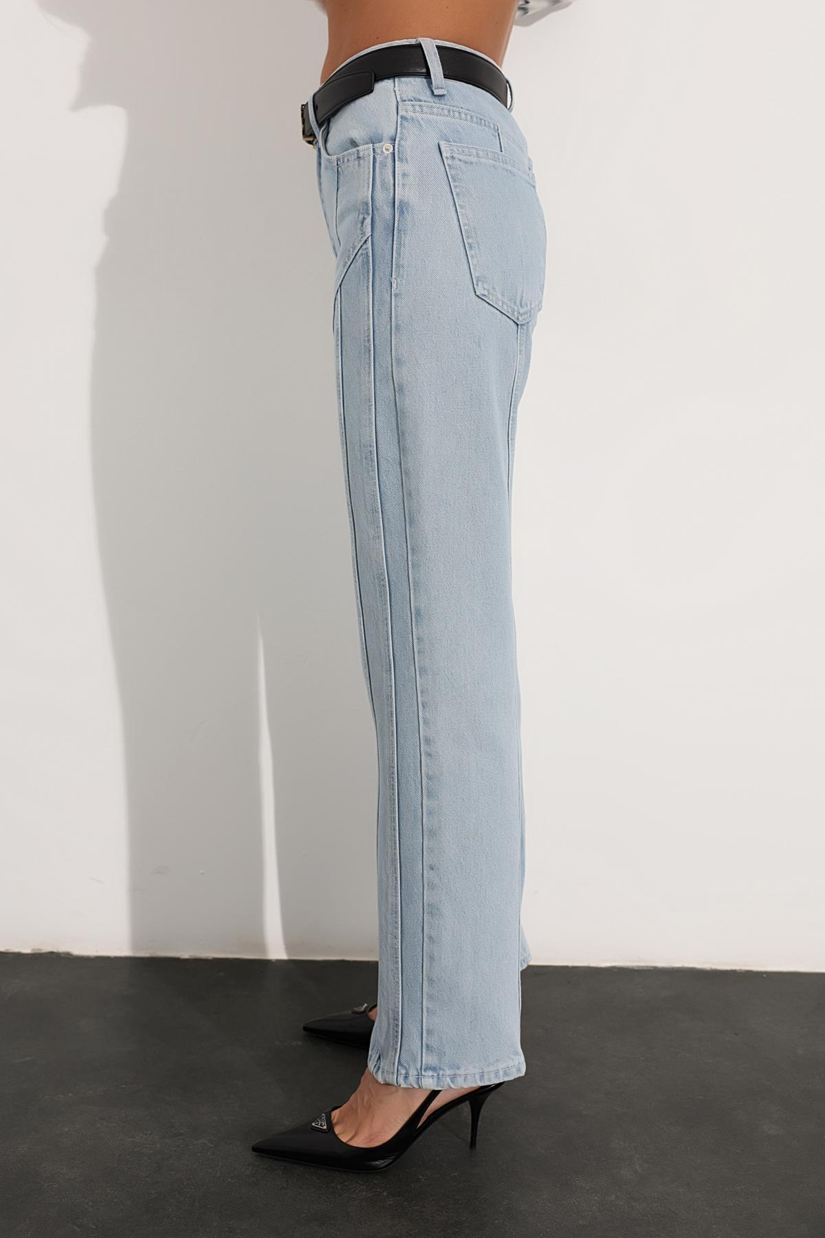Mavi Yüksek Bel Straight Fit Jean 