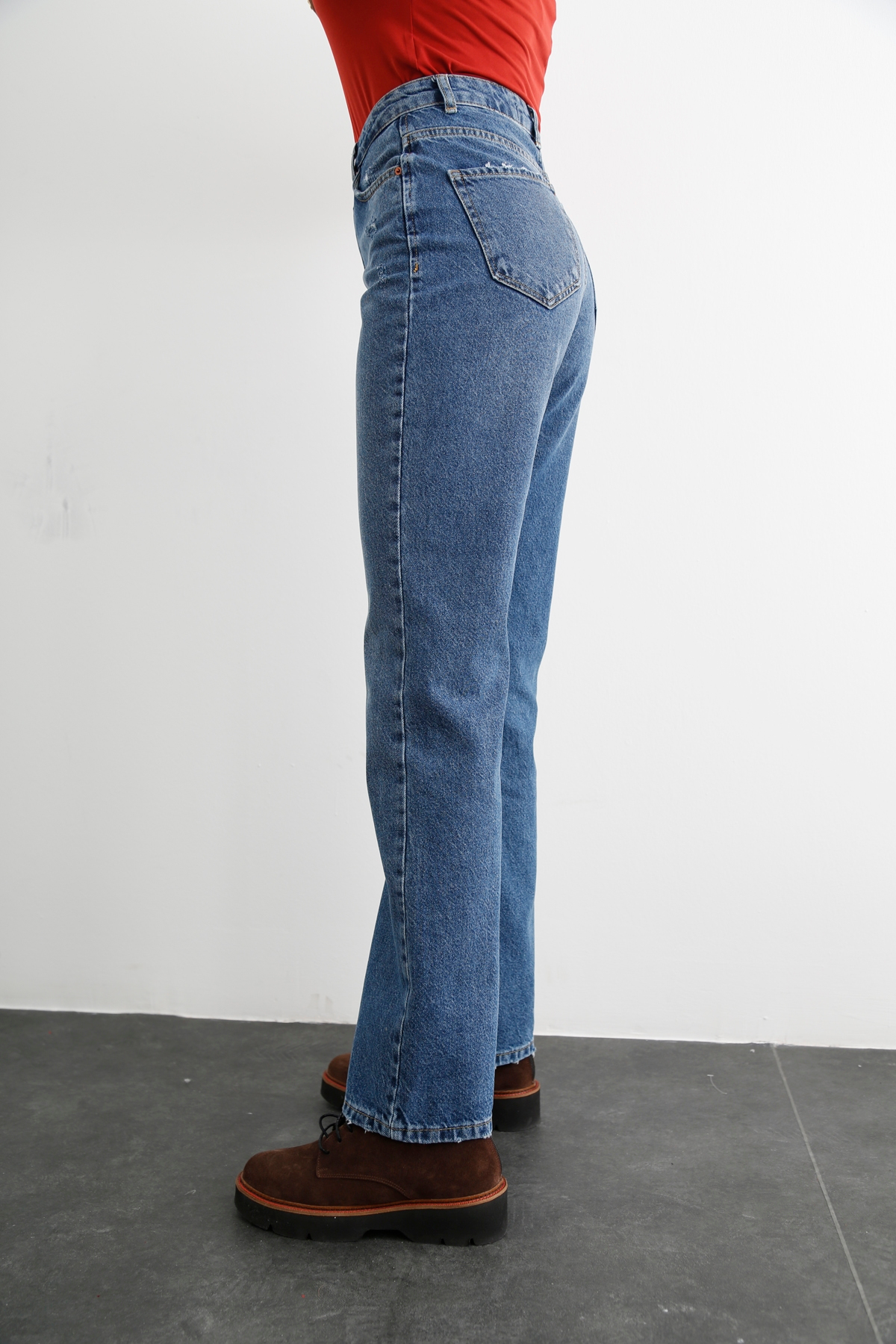 Mavi Yüksek Bel Straight Fit Jean 21396