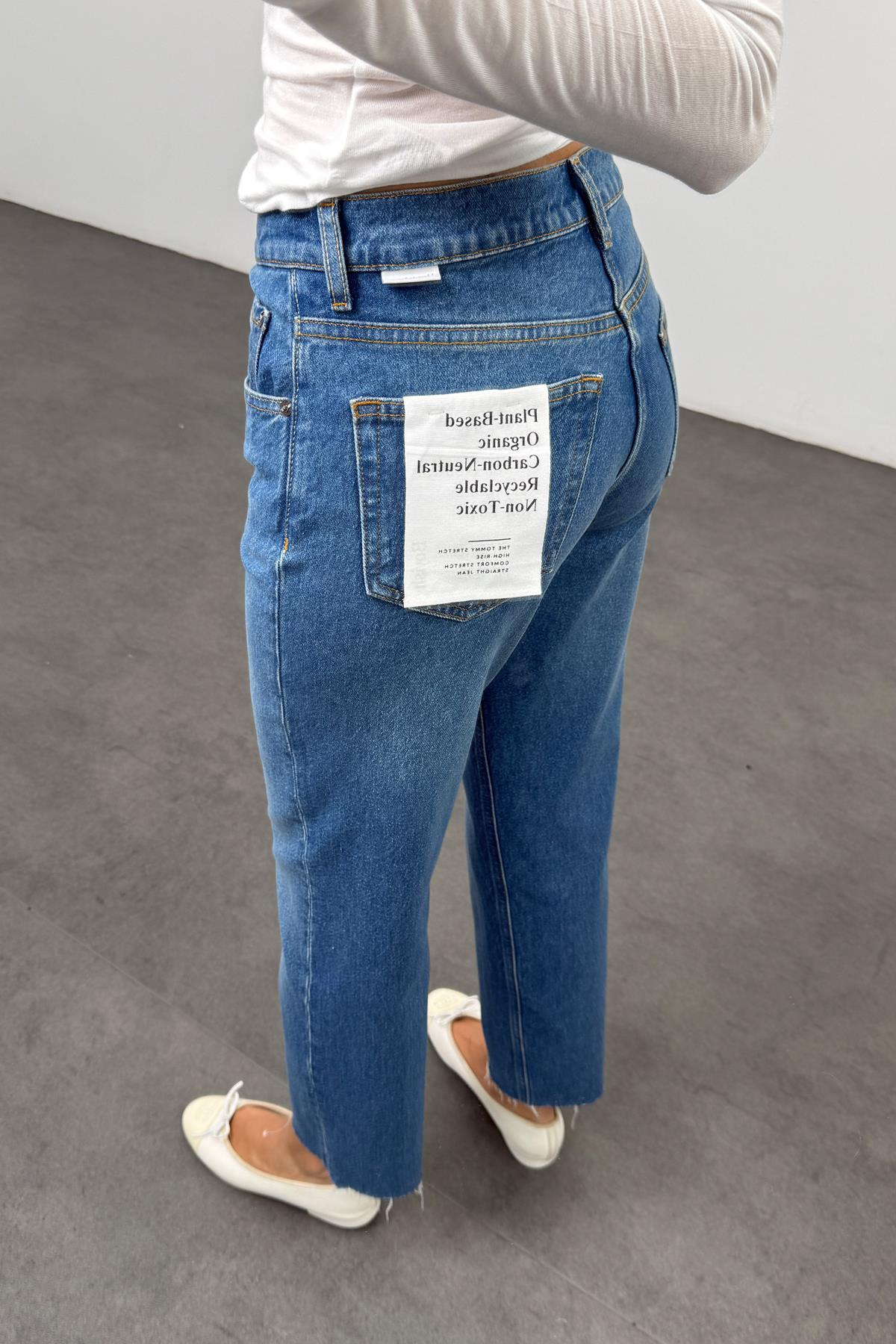 Mavi Yüksek Bel Straight Jean 