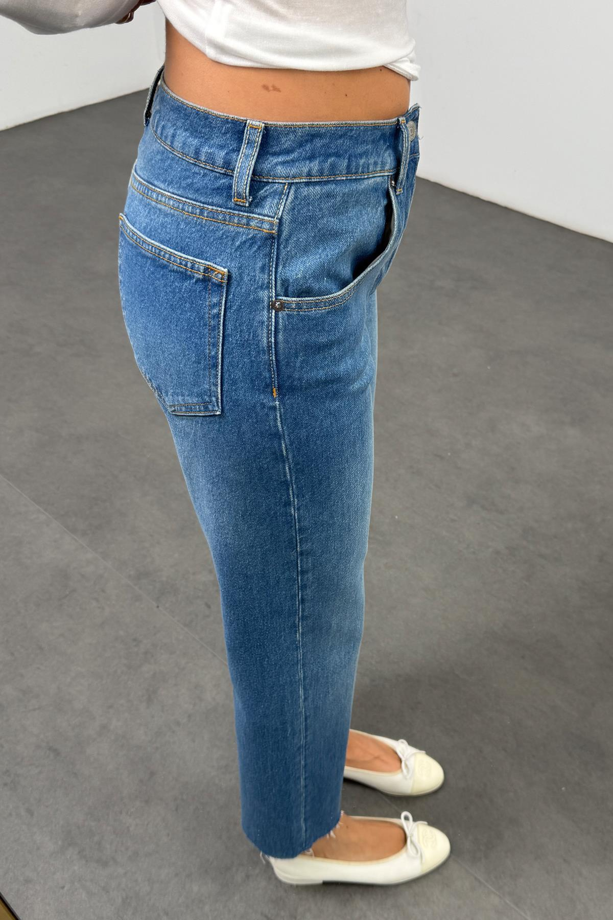 Mavi Yüksek Bel Straight Jean 