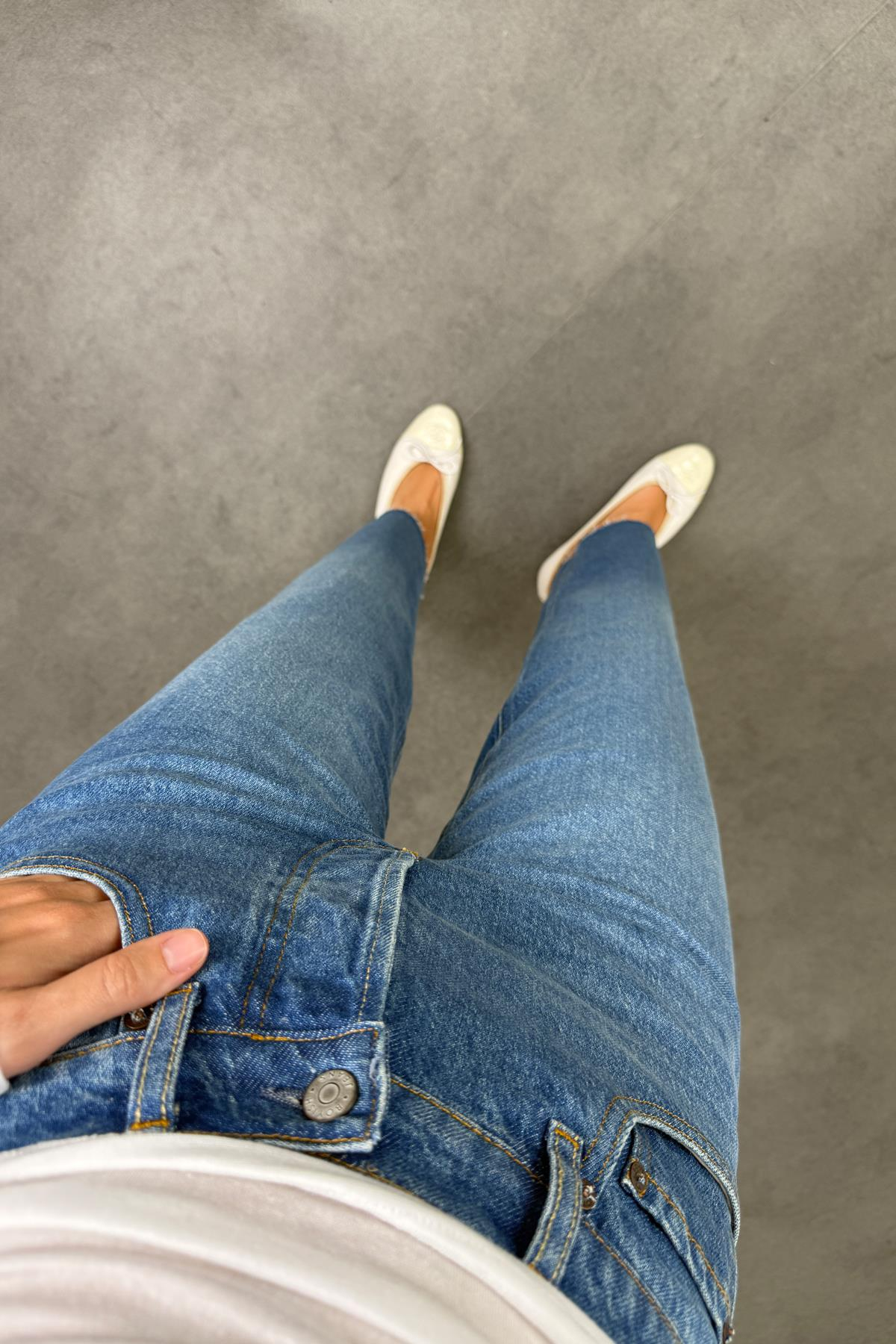 Mavi Yüksek Bel Straight Jean 