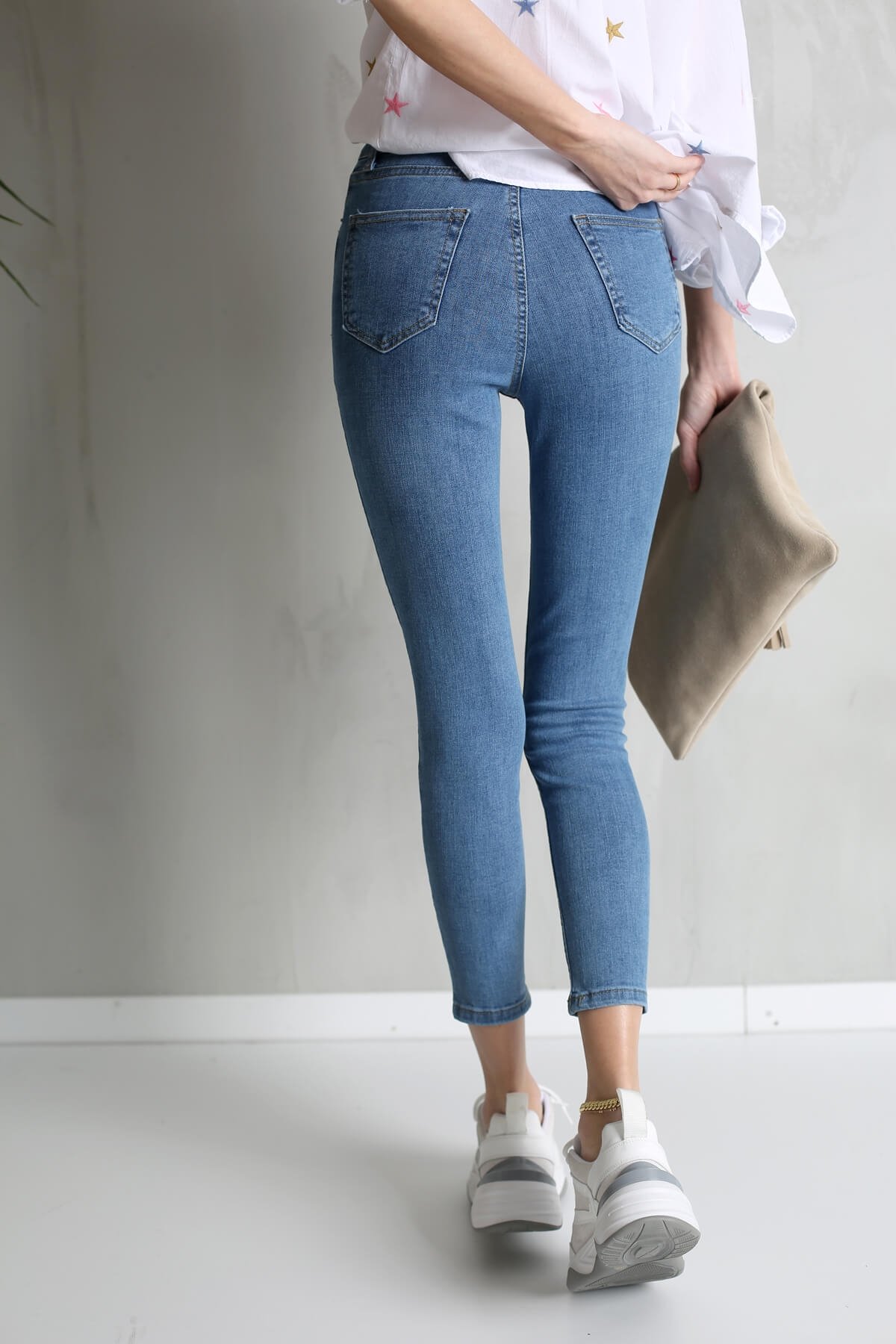 Mavi Yüksek Bel Toparlayan Slim Fit Jean 