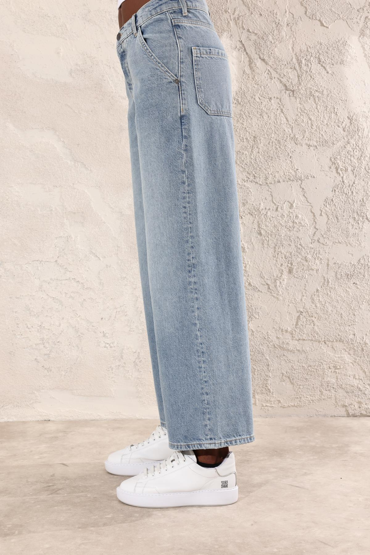 Mavi Yüksek Bel Wide Leg Jean 