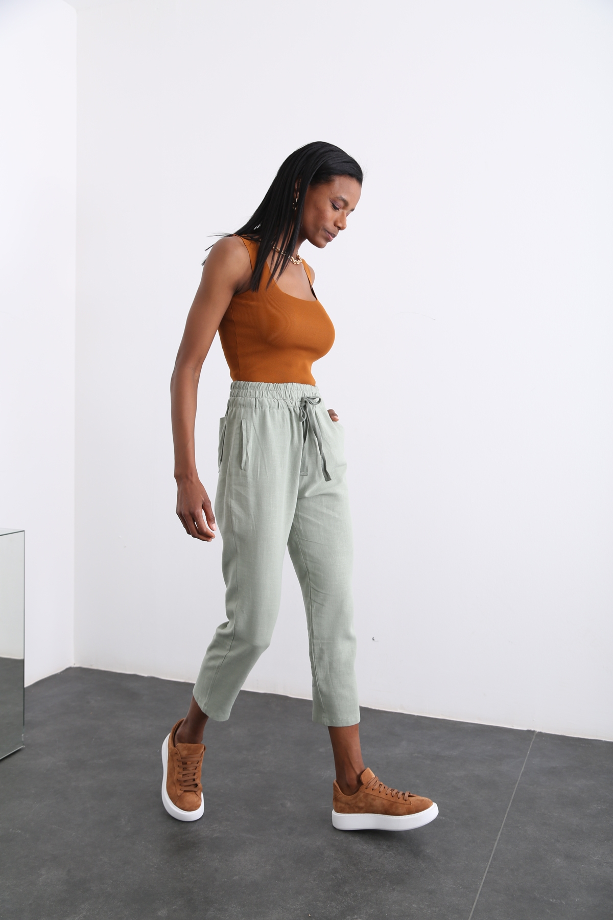 Mint Beli Bağcıklı Pantolon 50113