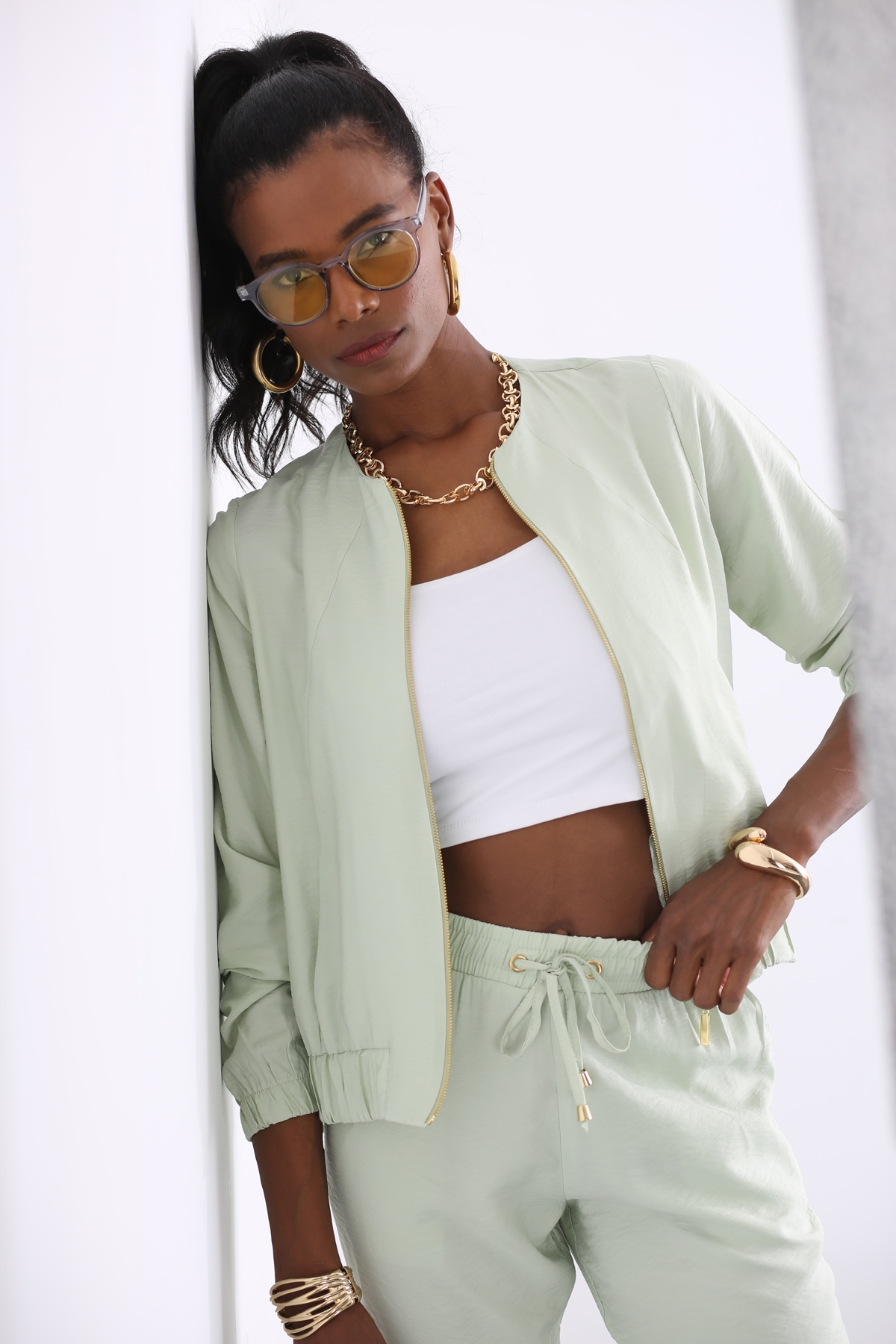 Mint Lastik Detaylı Pantolon Takım 00331