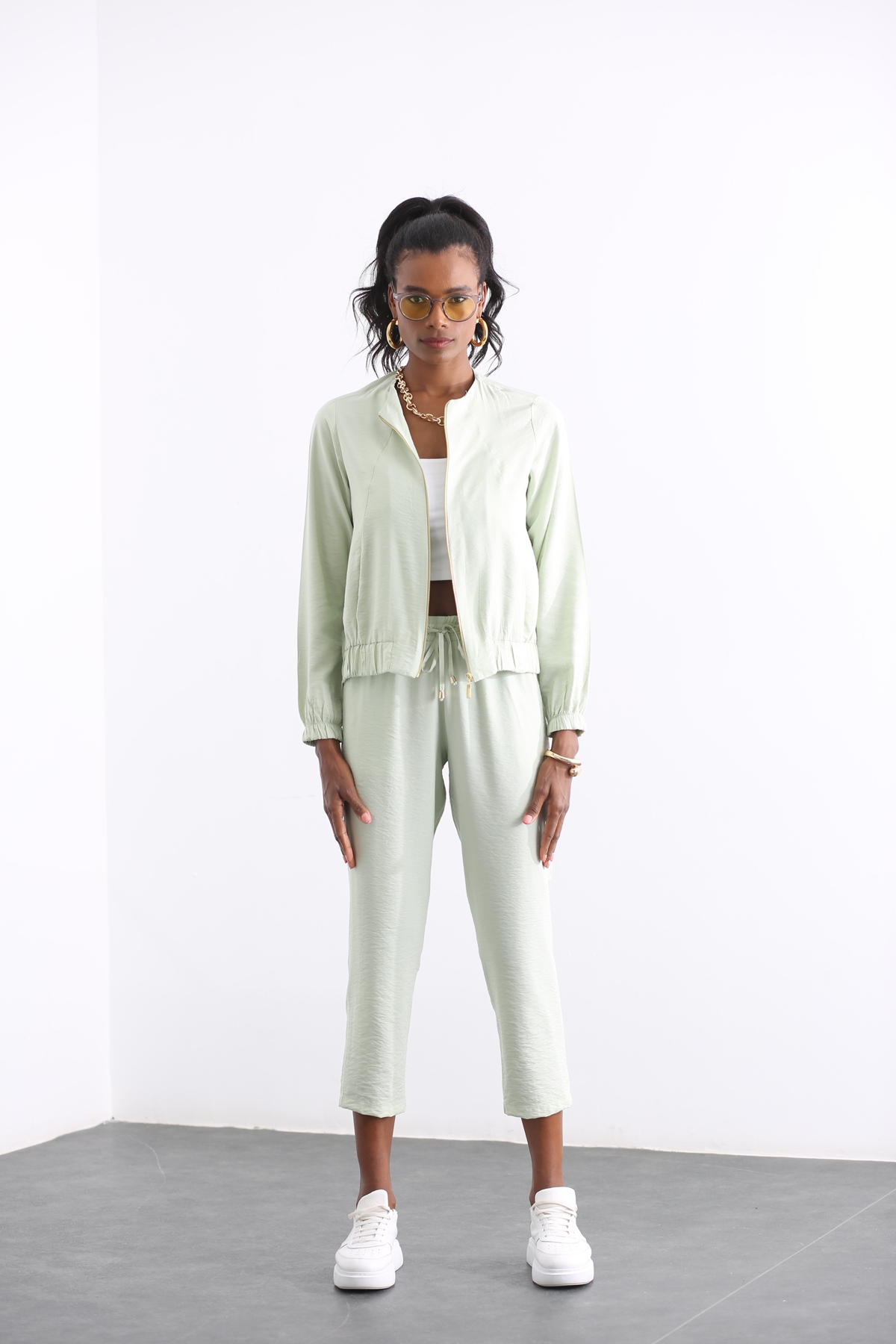 Mint Lastik Detaylı Pantolon Takım 00331