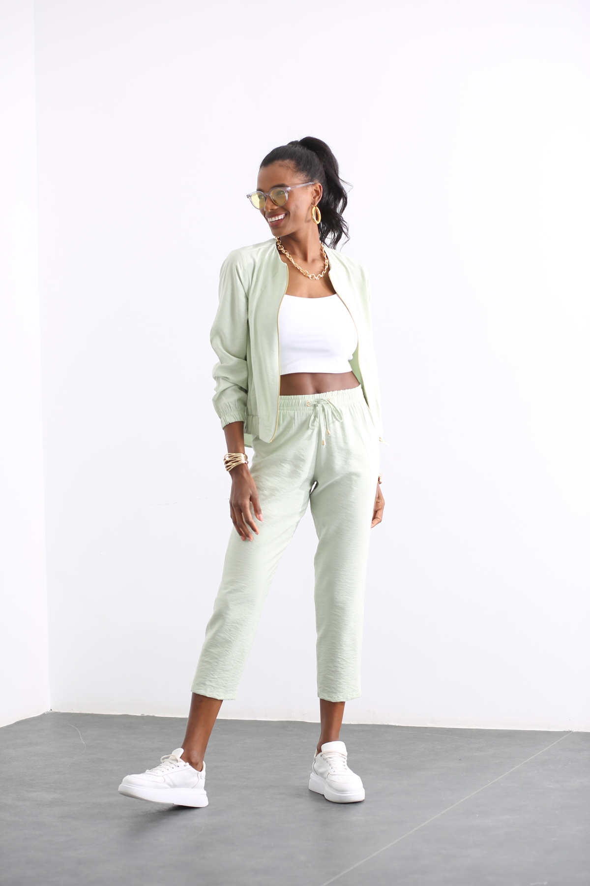 Mint Lastik Detaylı Pantolon Takım 00331