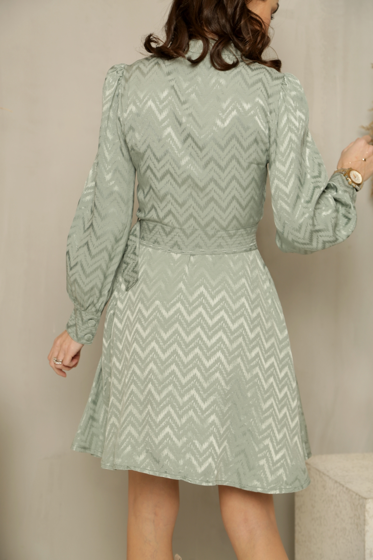 Mint Zikzak Desenli Elbise 11051