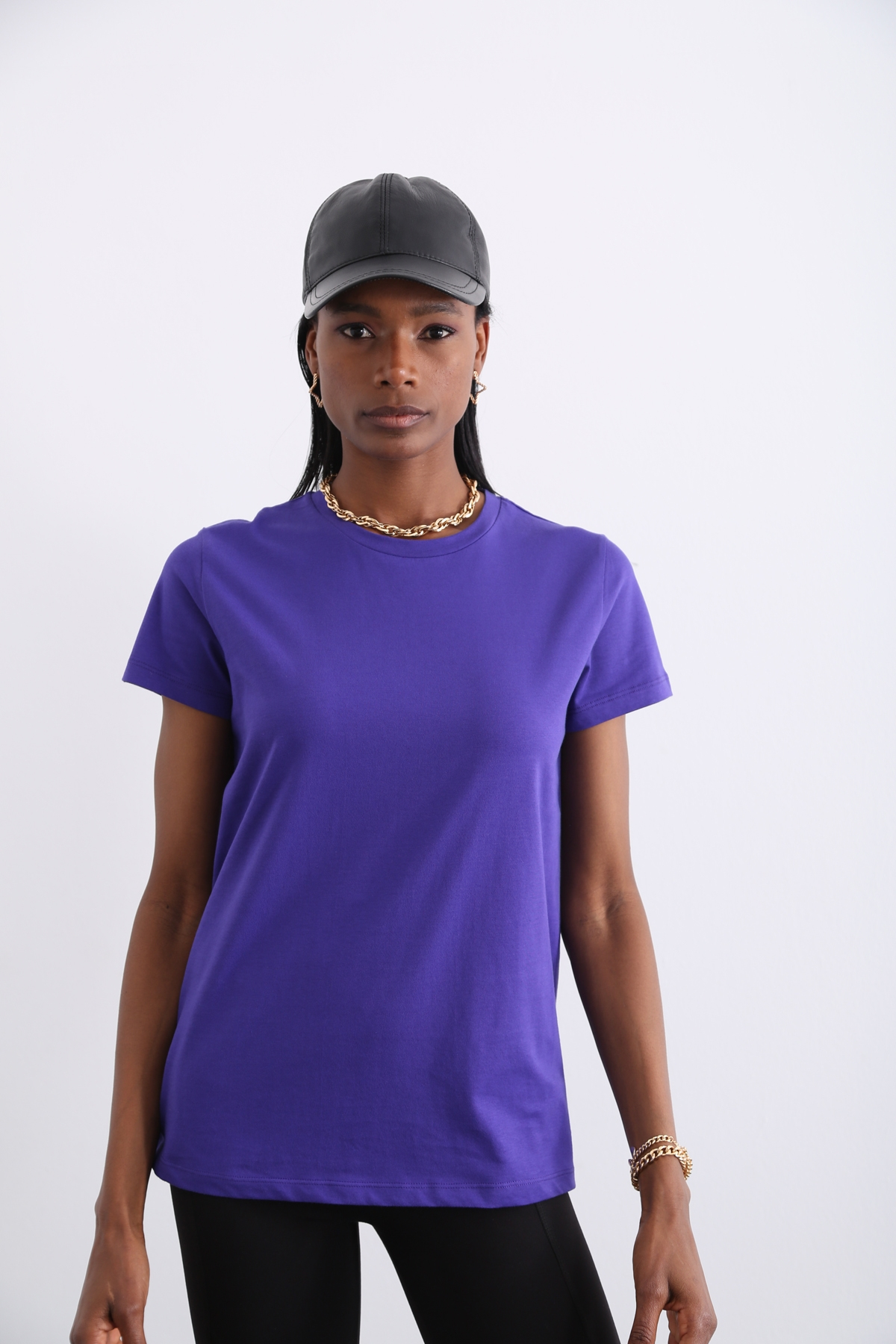 Mor Organik Bisiklet Yaka Tshirt 