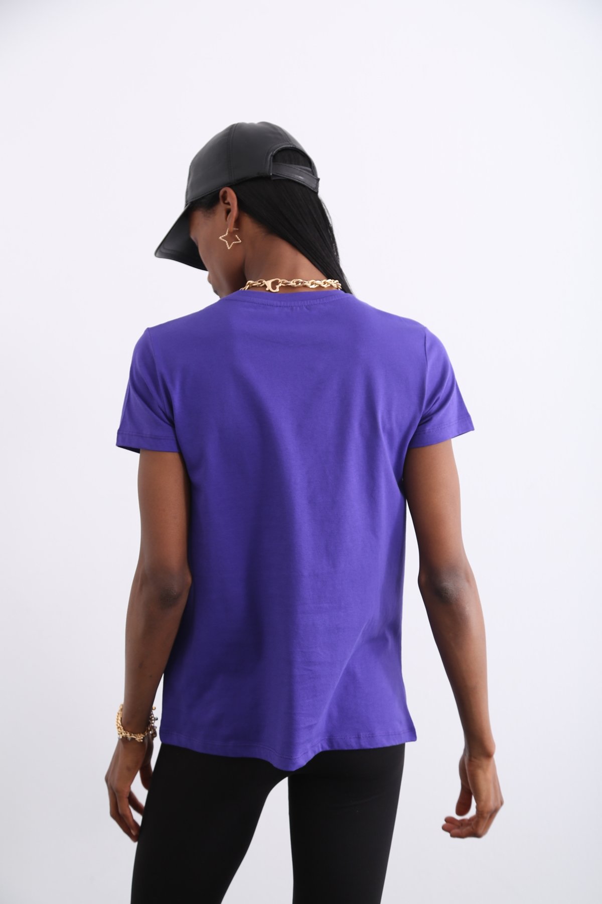 Mor Organik Bisiklet Yaka Tshirt 