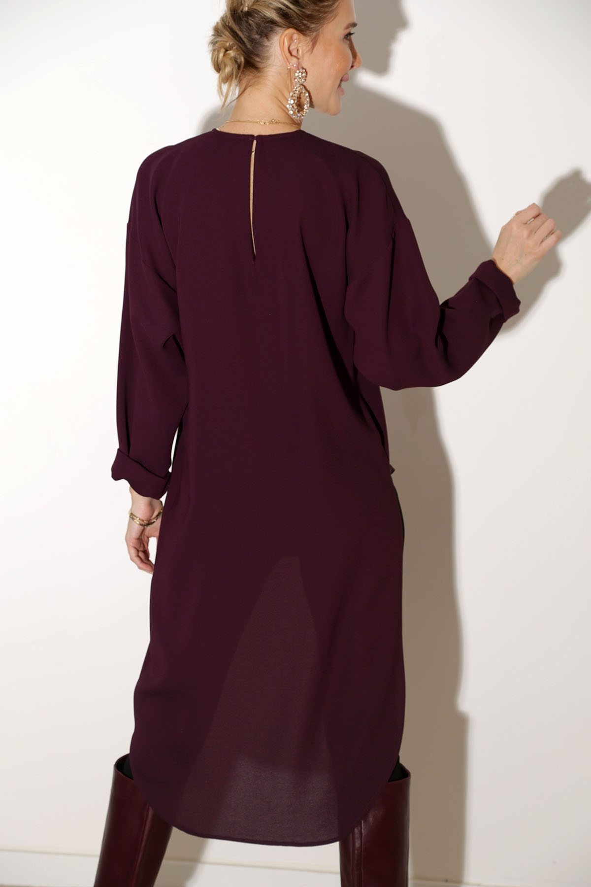 Mürdüm Krep Asimetrik Tunik-1004