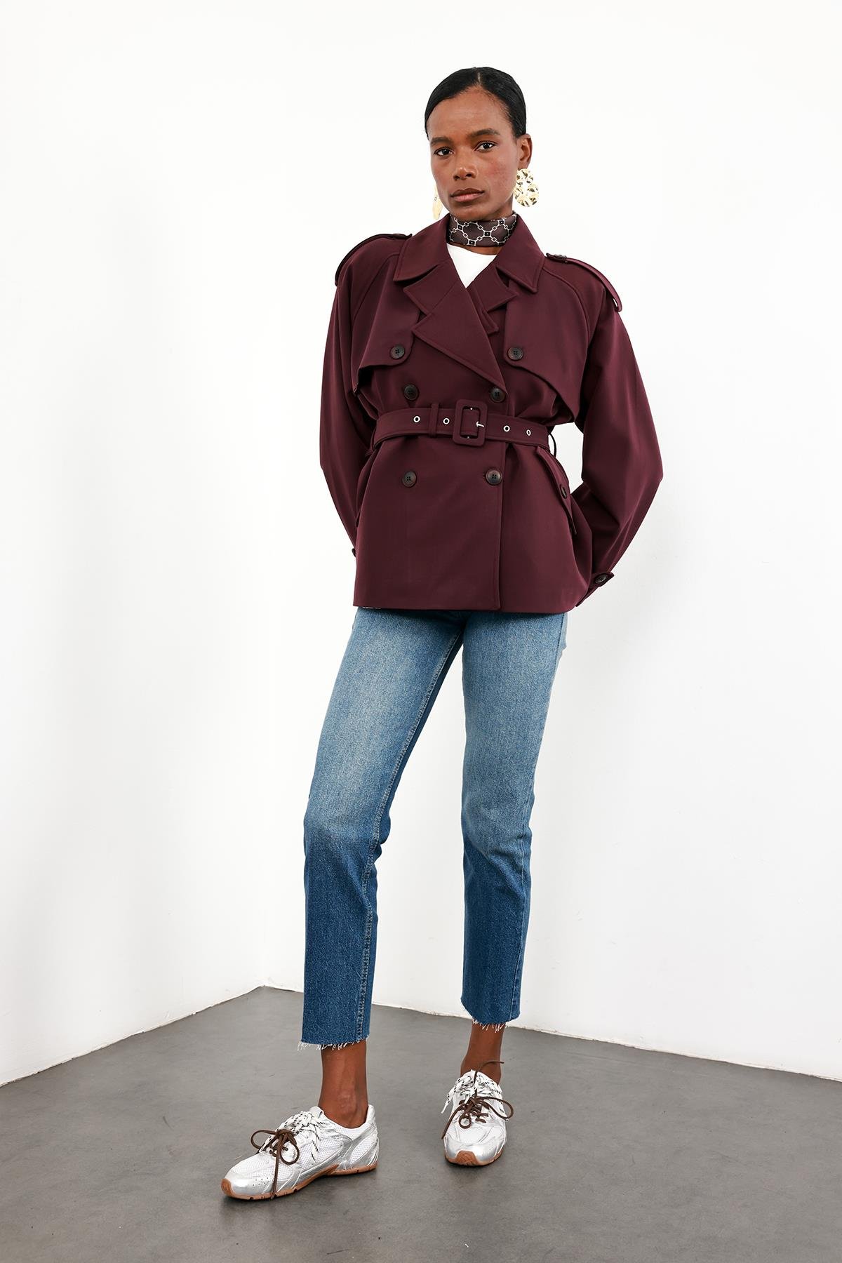 Mürdüm Rüzgarlıklı Midi Trençkot 9587