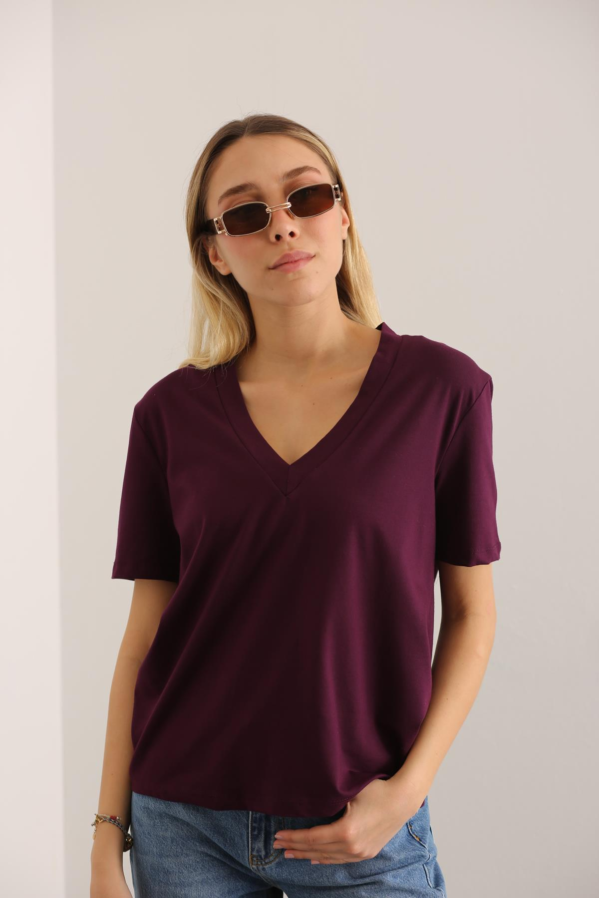 Mürdüm V Yaka Basic Tshirt 