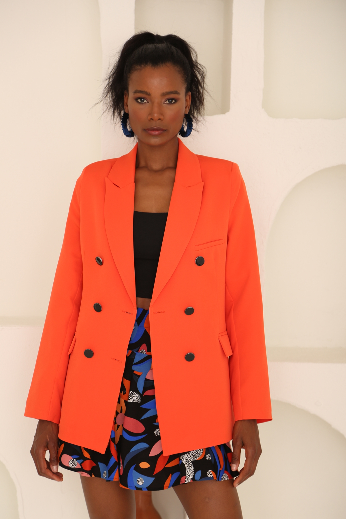 Nar Çiçeği Altı Düğme Blazer Ceket 24007