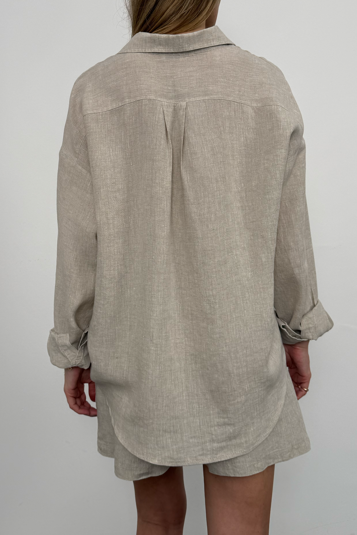 Naturel %100 Keten Oversize Gömlek 