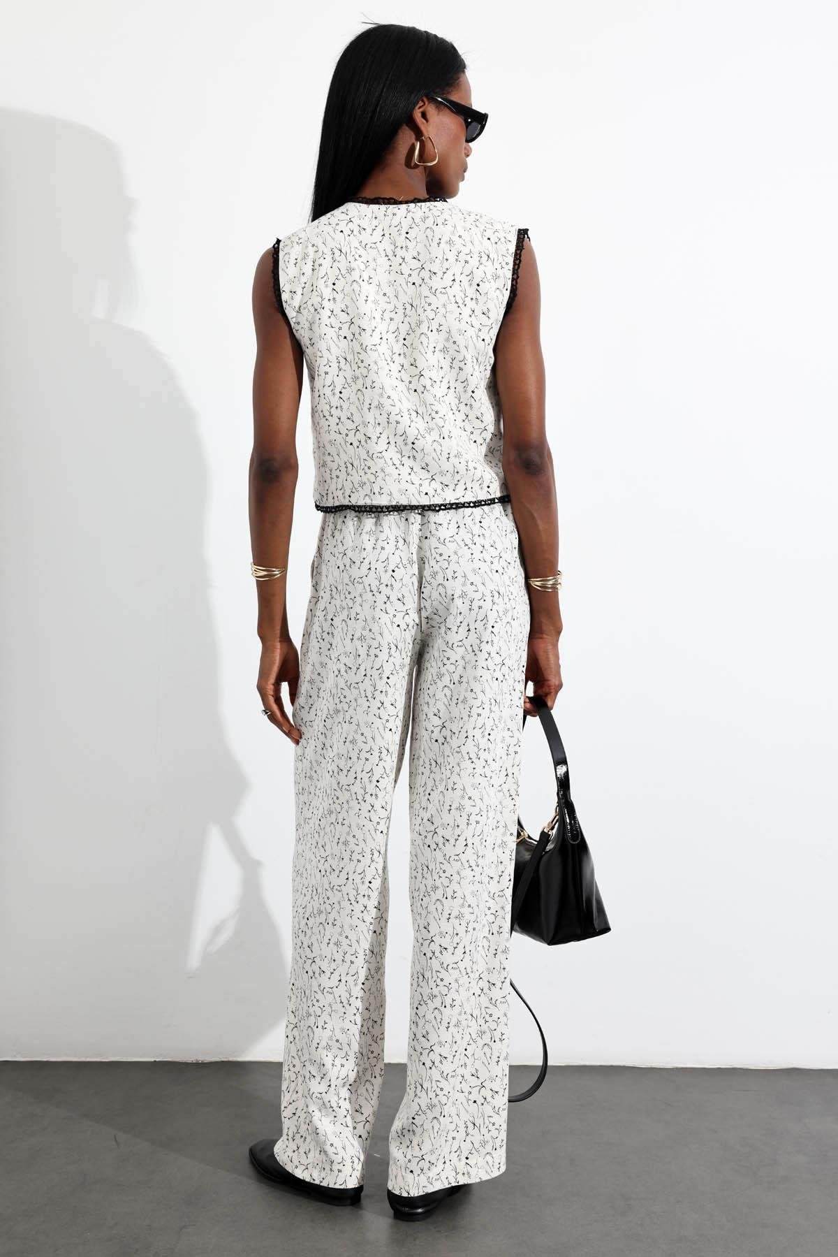 Naturel Desenli Yelek Pantolon Takım 38444