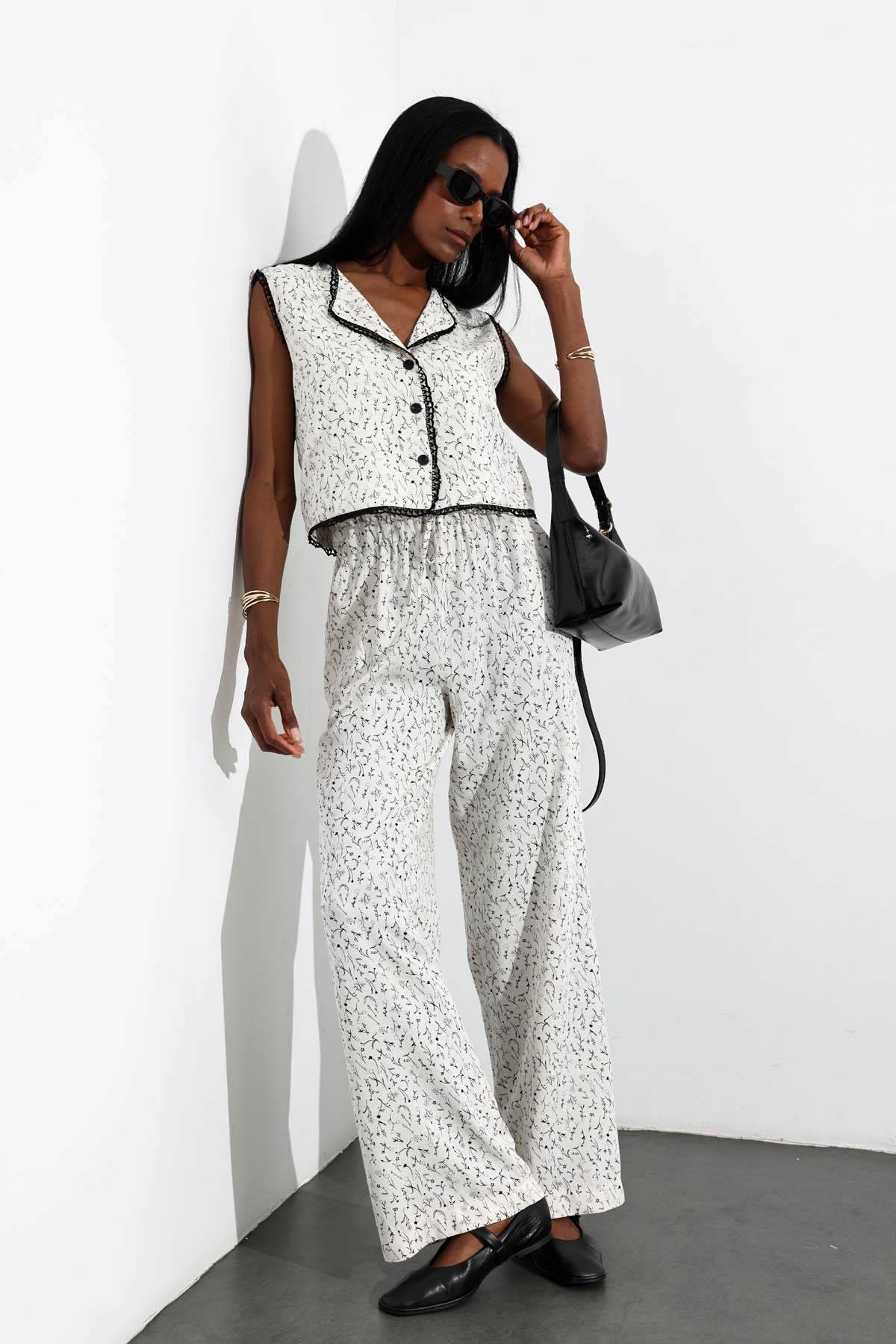 Naturel Desenli Yelek Pantolon Takım 38444