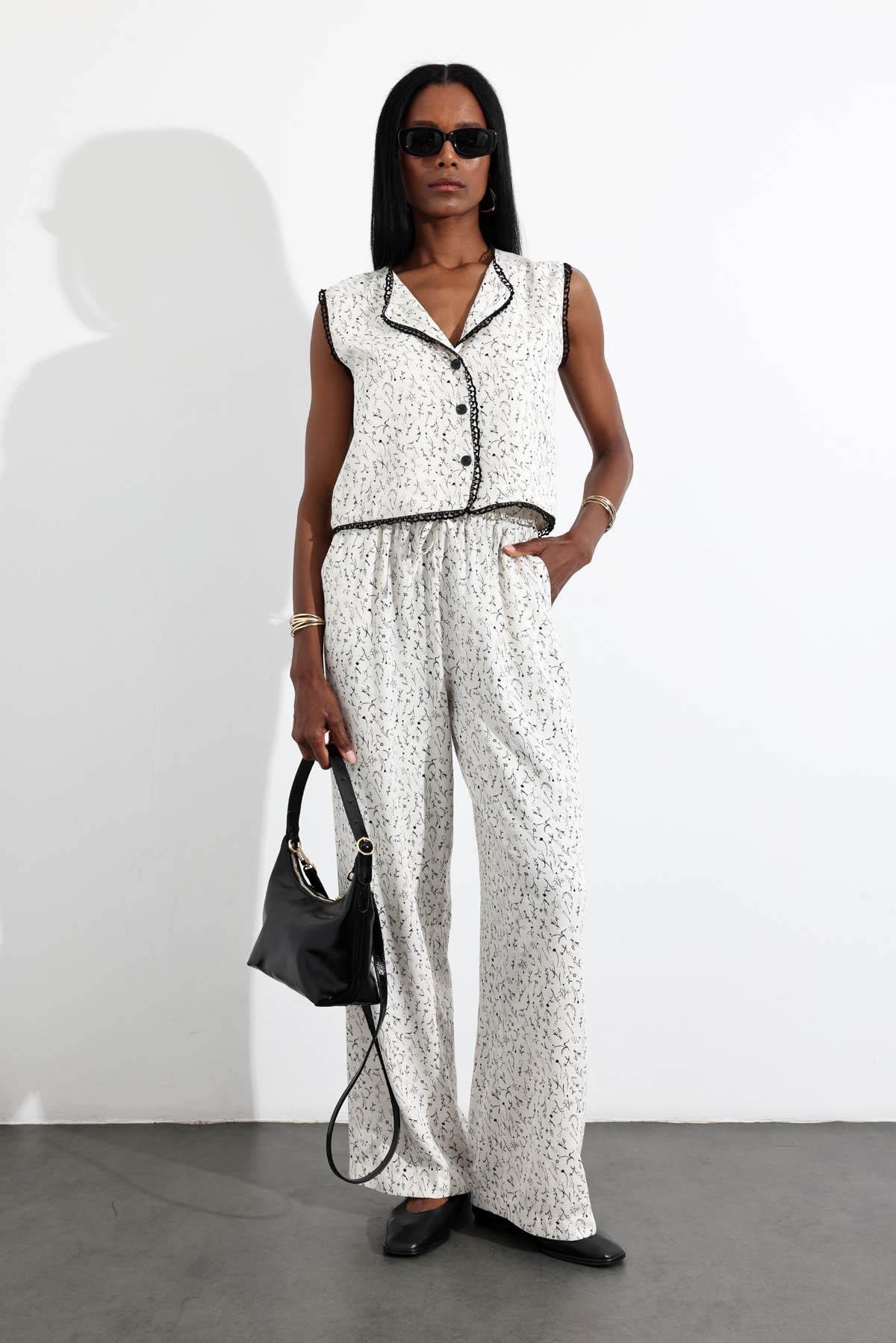 Naturel Desenli Yelek Pantolon Takım 38444