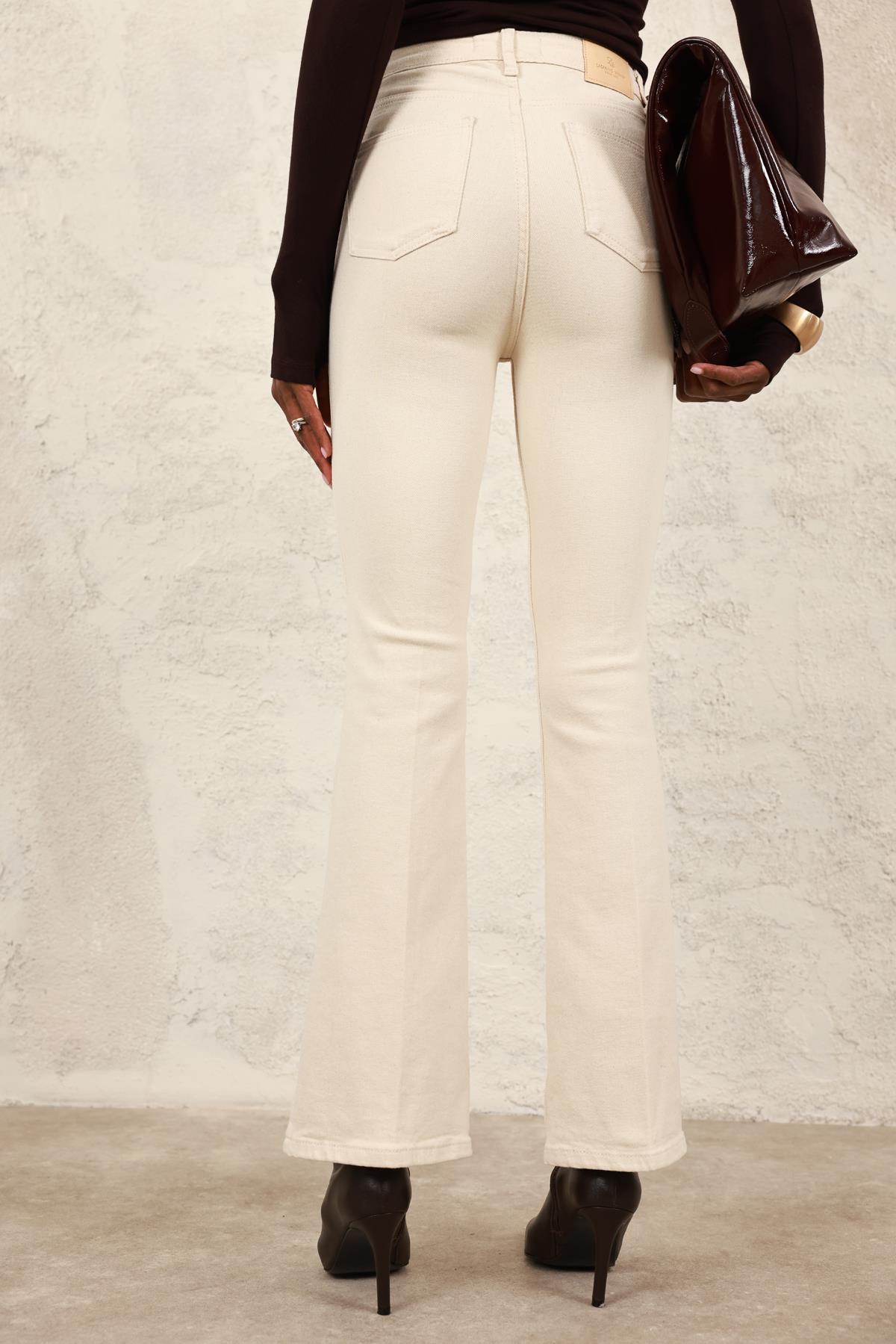 Naturel Ful Likra Toparlayan Flare Jean 7578