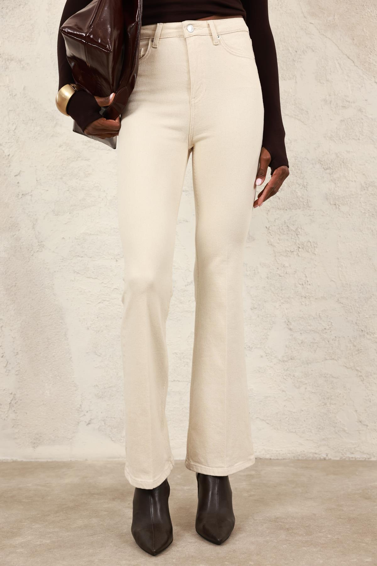 Naturel Ful Likra Toparlayan Flare Jean 7578