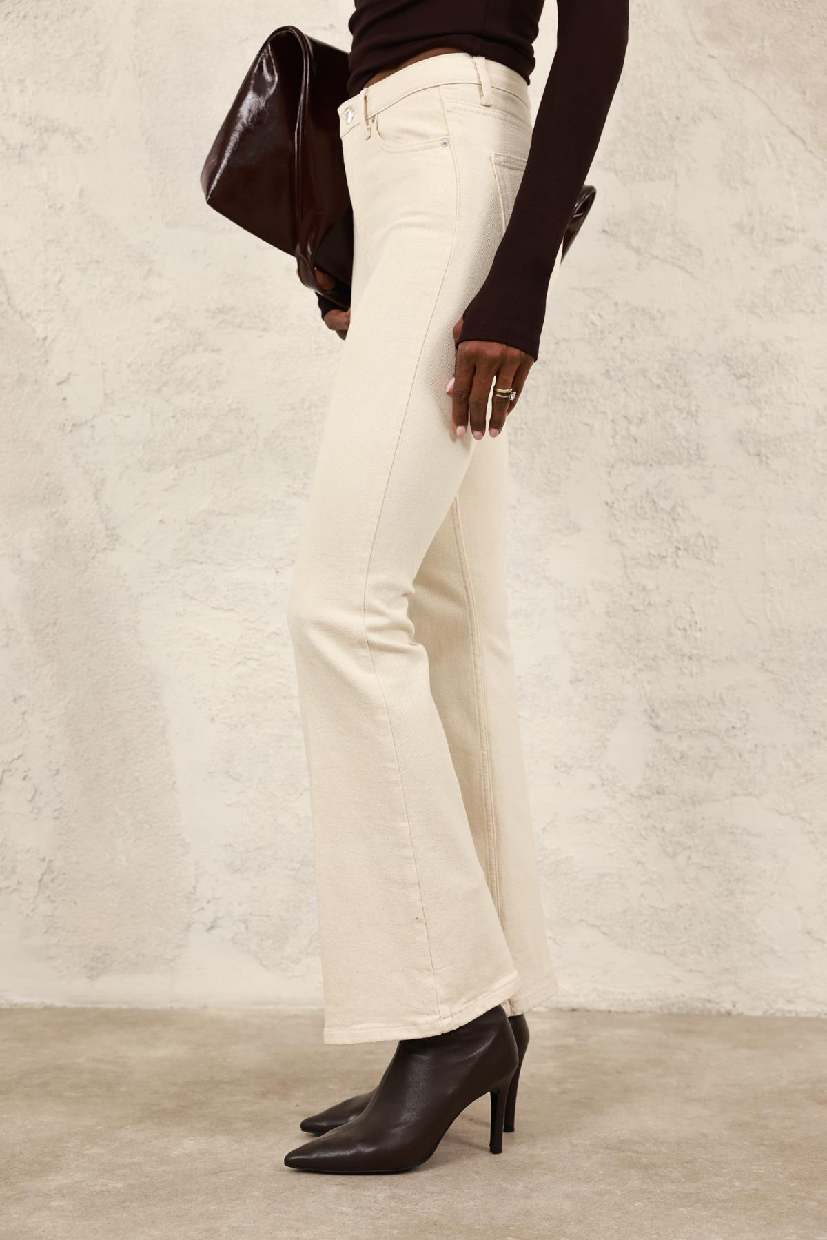 Naturel Ful Likra Toparlayan Flare Jean 7578