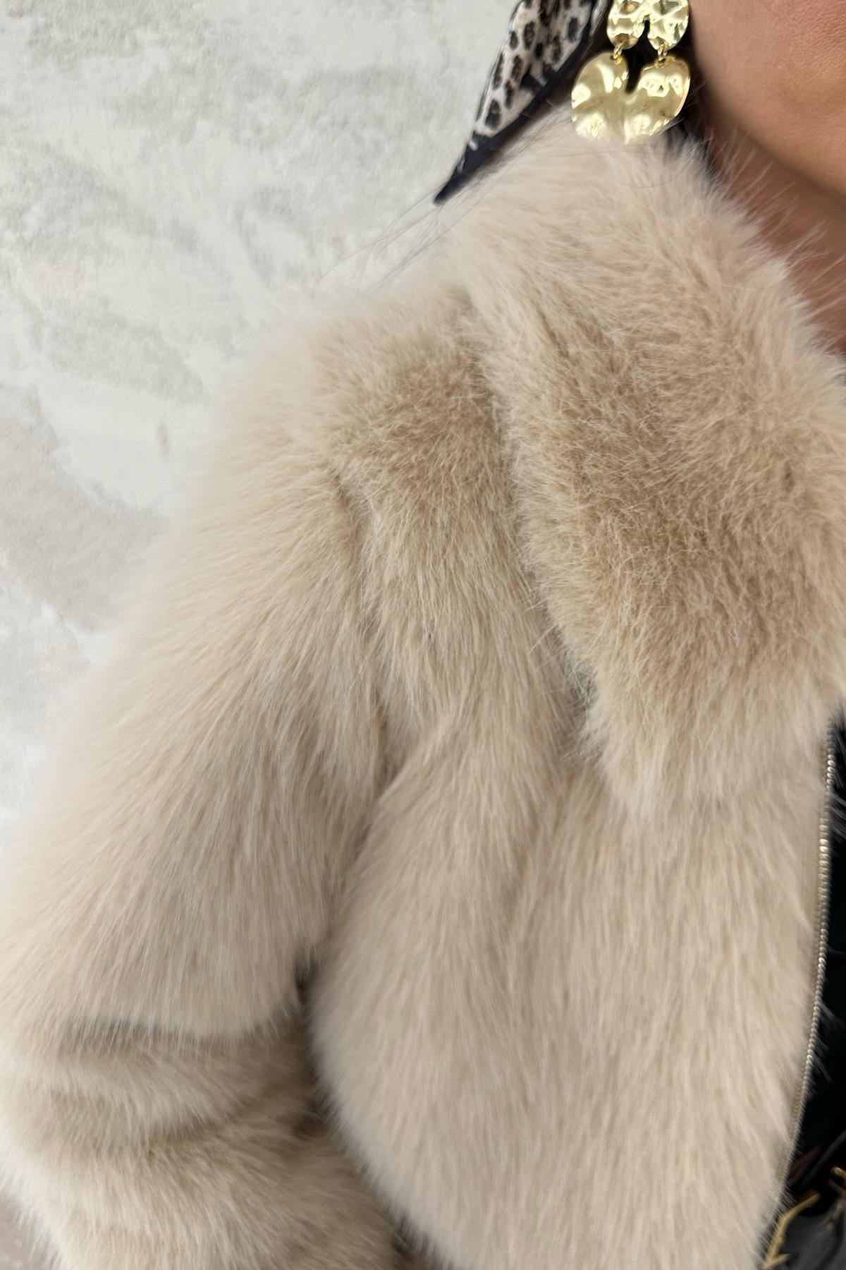 Nude Fermuarlı Suni Premium Kürk 500008