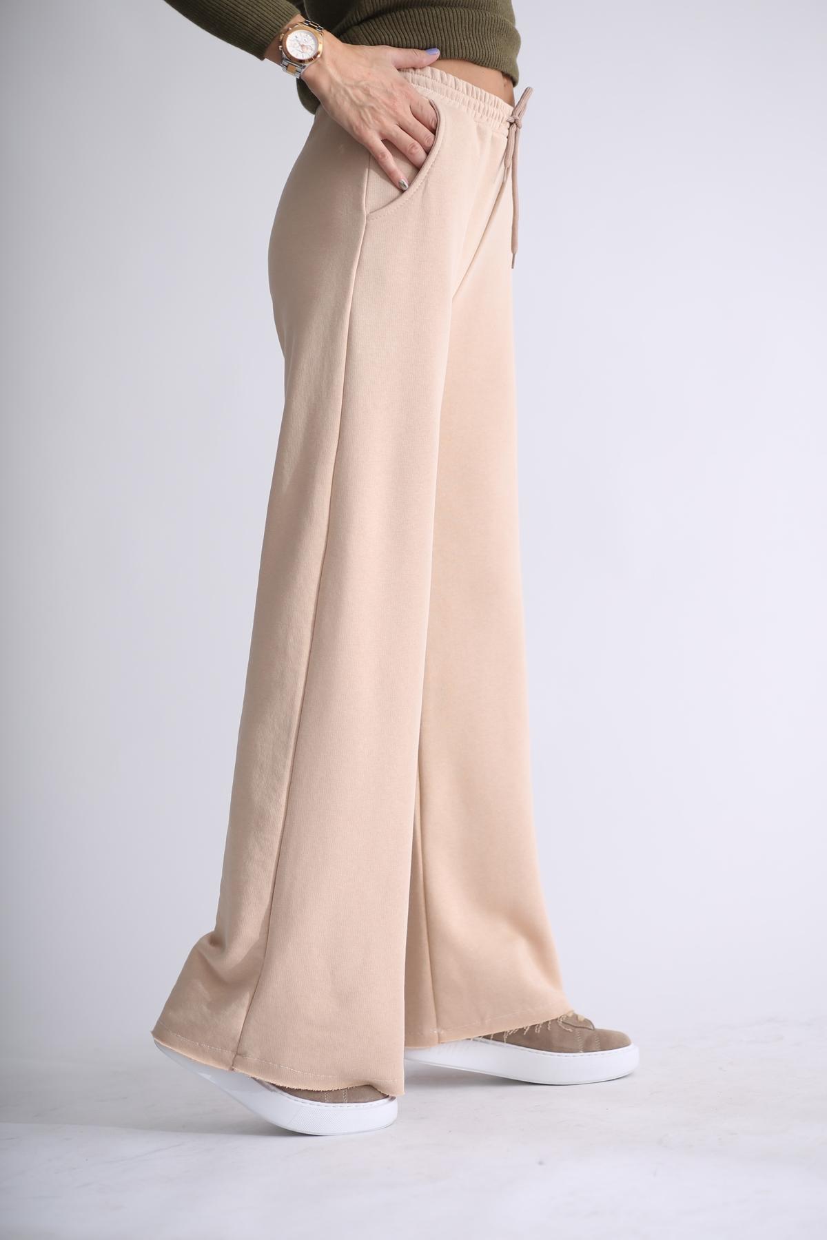 Nude Kesik Bol Paça Eşofman Pantolon 1206