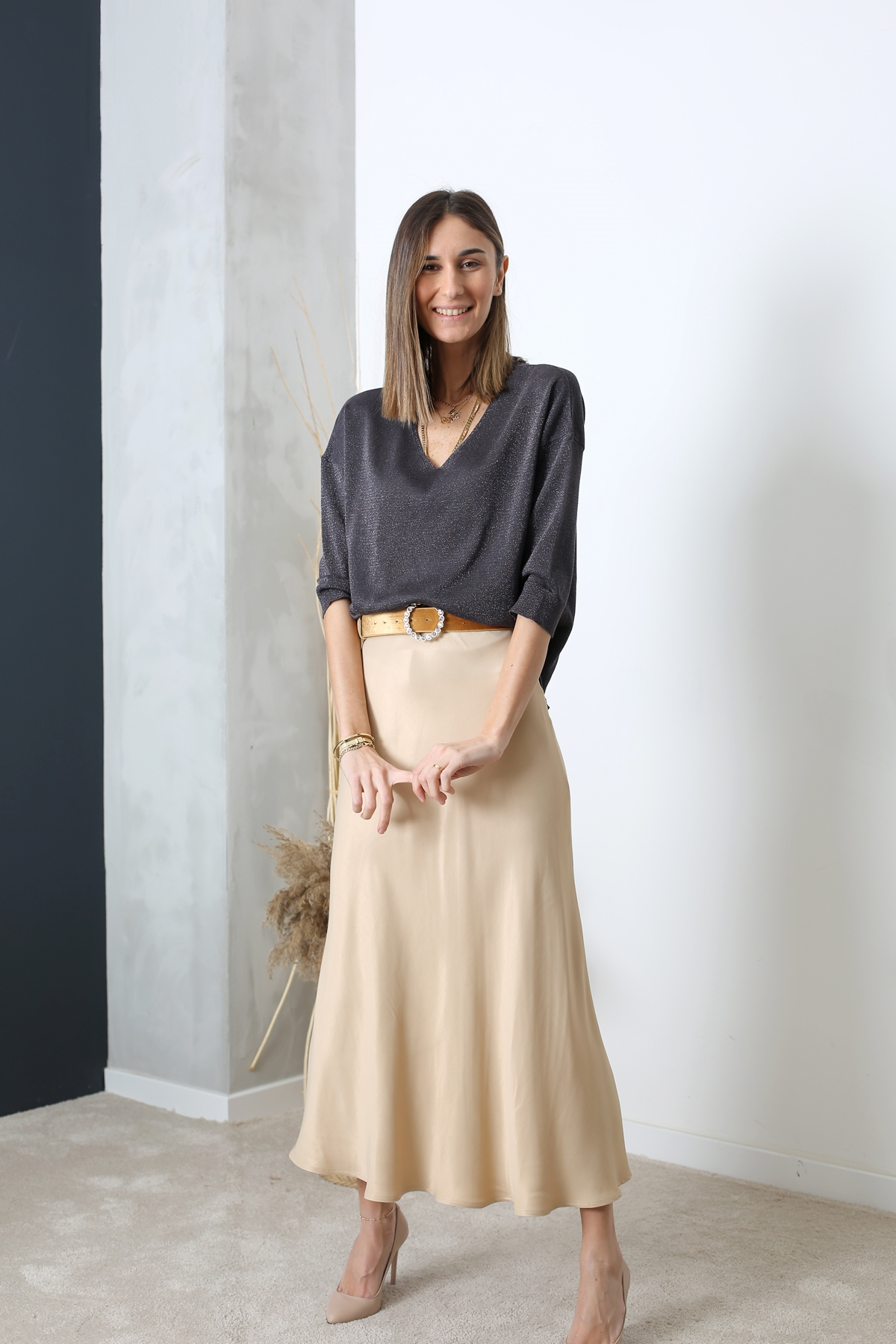 Nude Maxi Saten Etek 11093