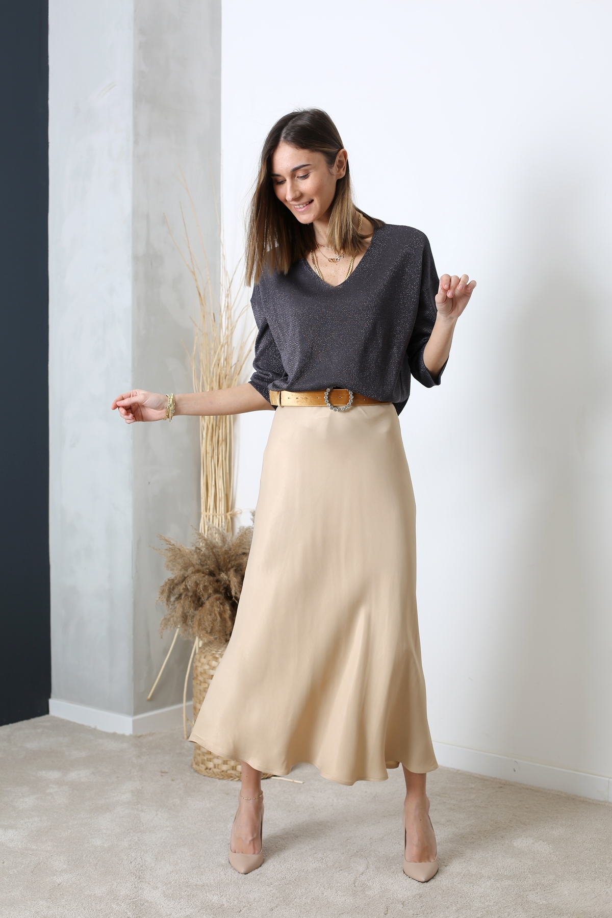 Nude Maxi Saten Etek 11093