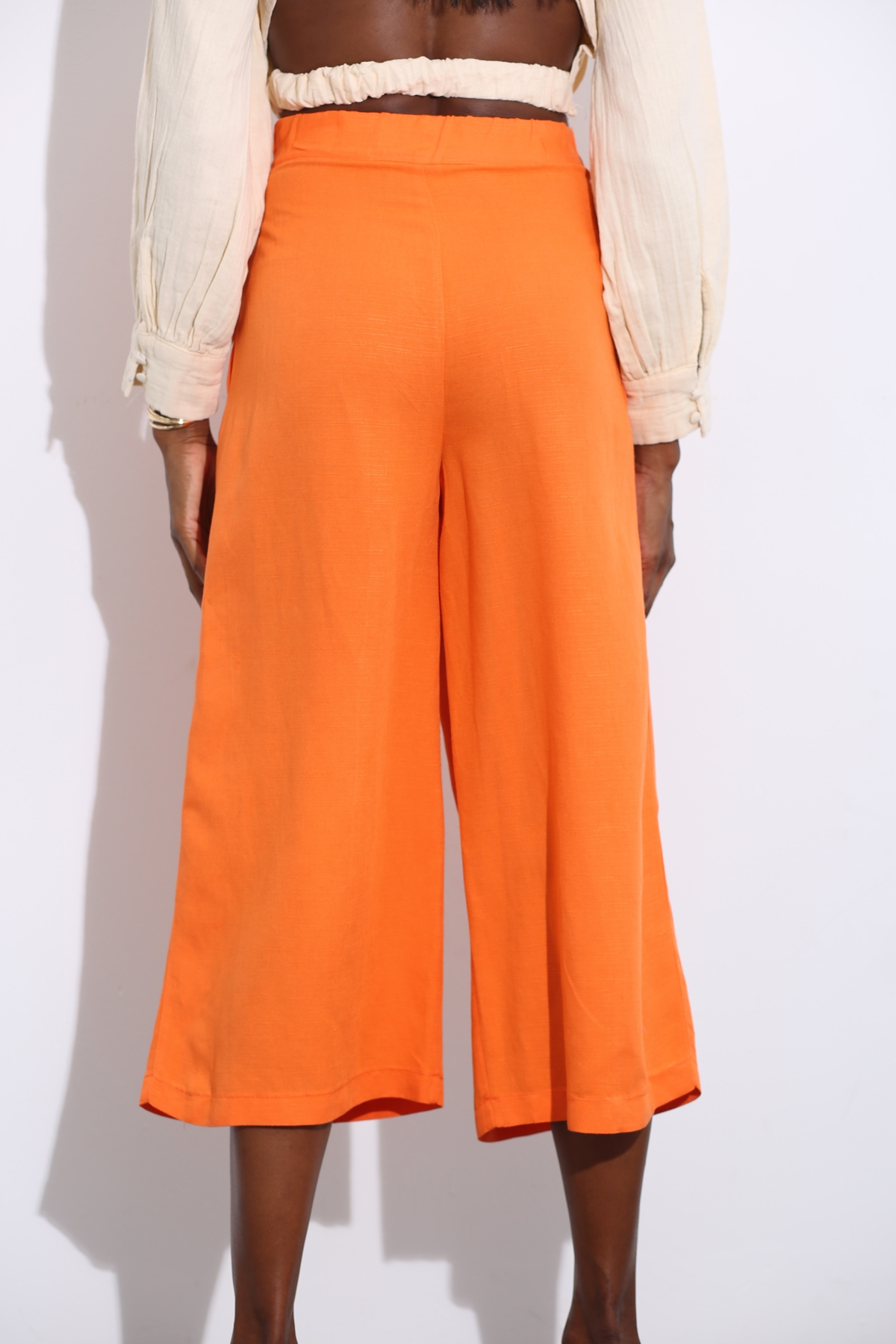 Oranj Asimetrik Keten Pantolon 4340