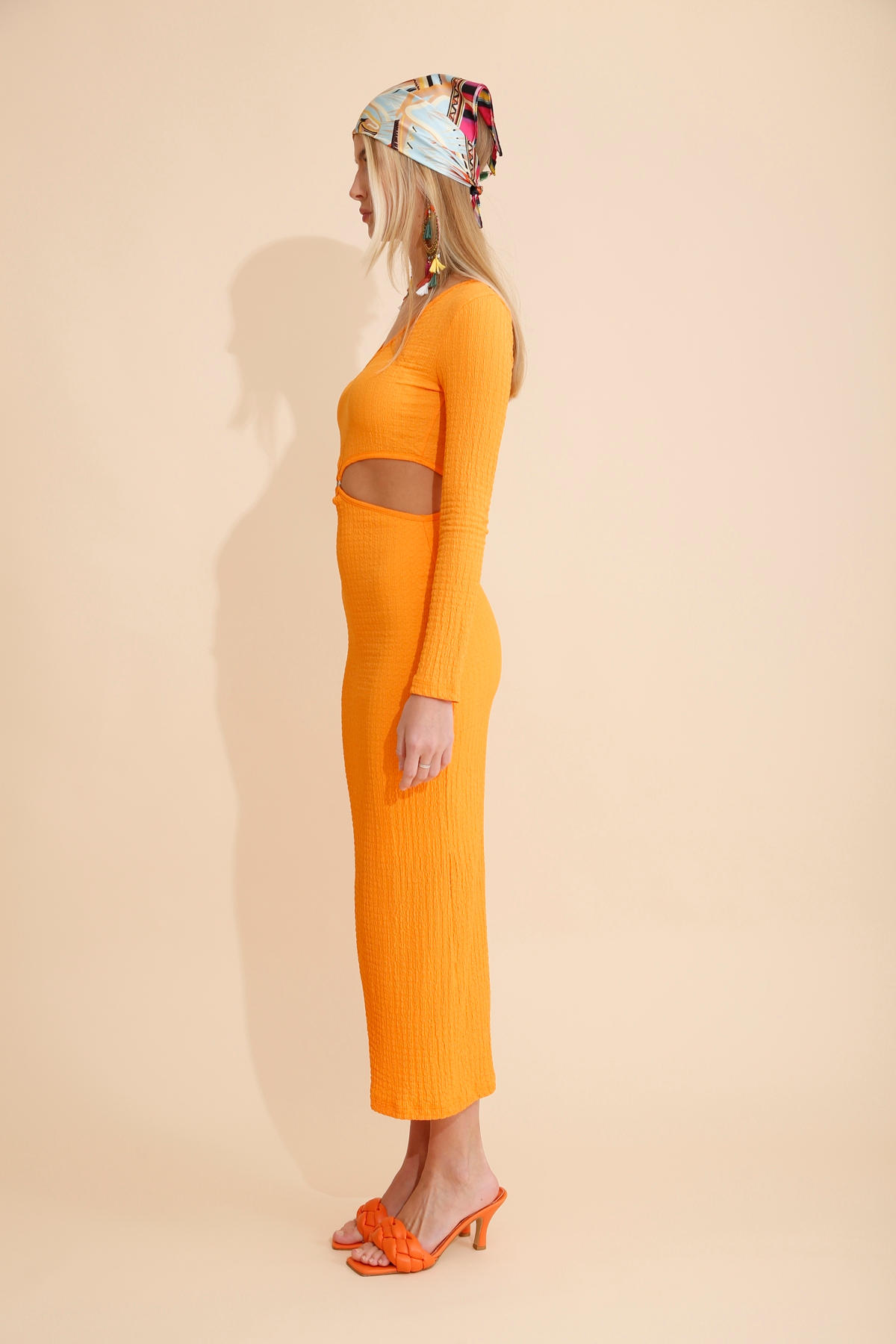 Oranj Bel Dekolteli Maxi Elbise 28598