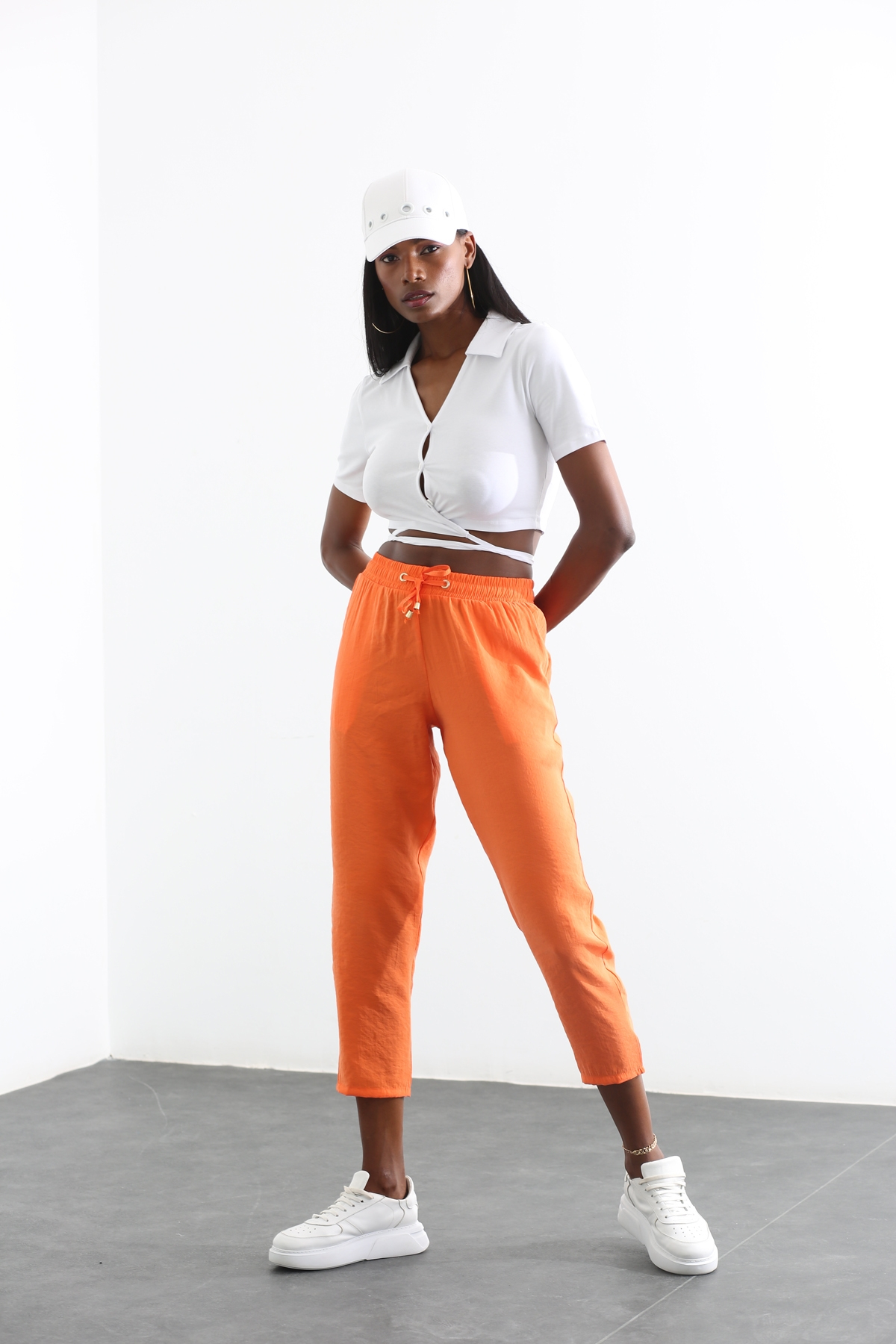 Oranj Beli Bağcıklı Modal Pantolon 00140