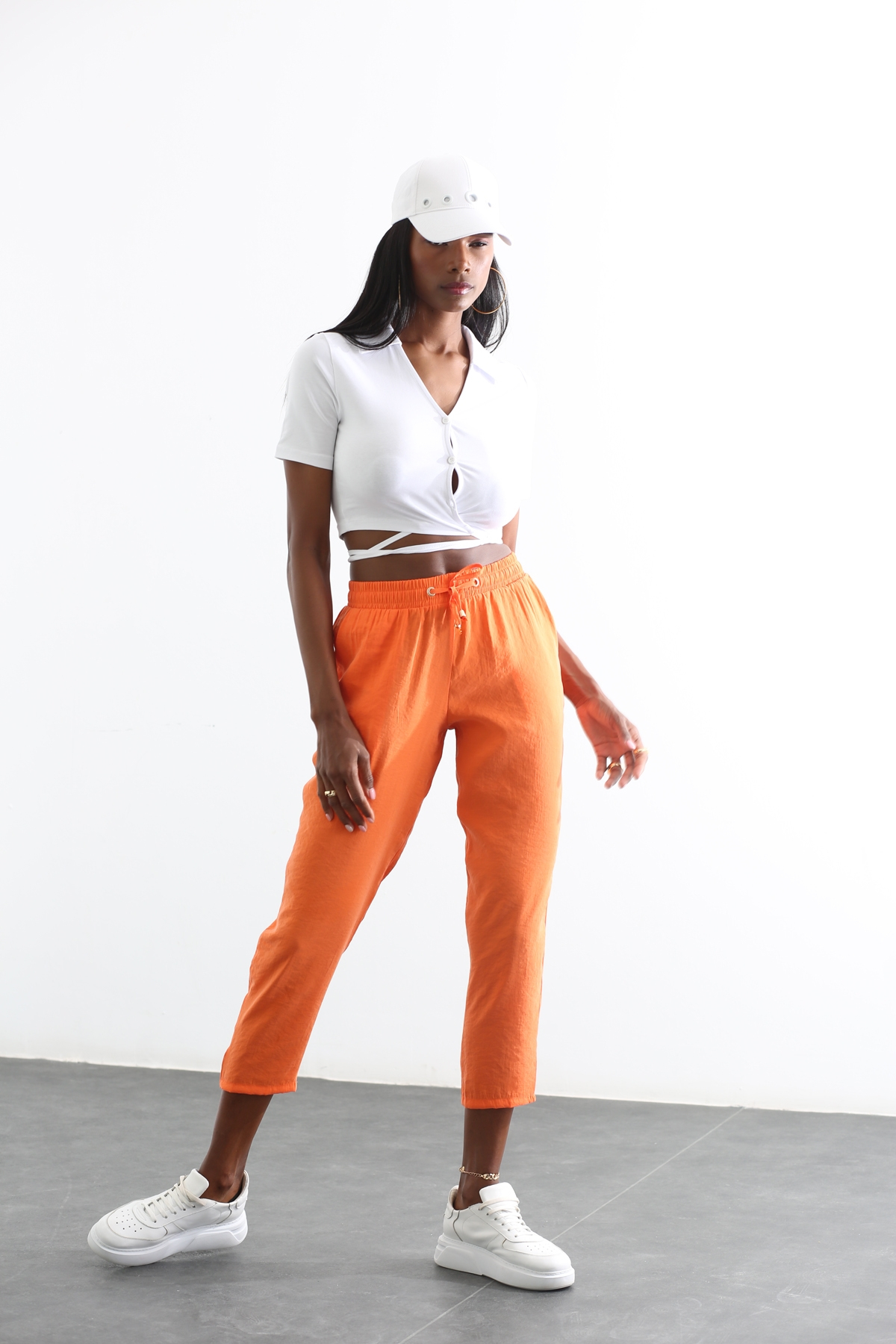 Oranj Beli Bağcıklı Modal Pantolon 00140
