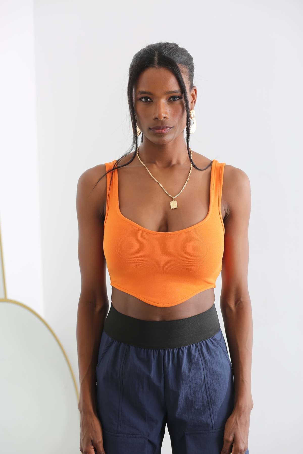 Oranj Çapraz Detaylı Crop 230024