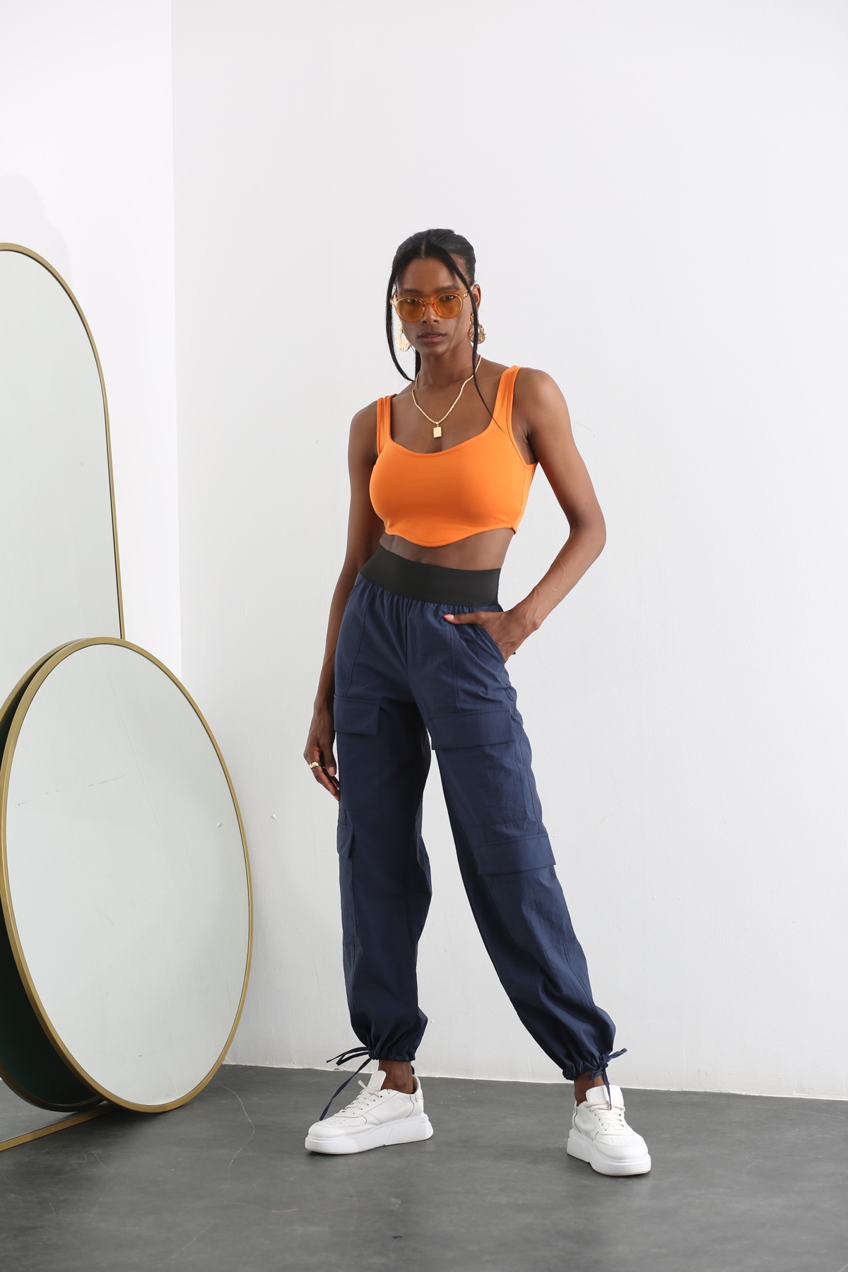 Oranj Çapraz Detaylı Crop 230024