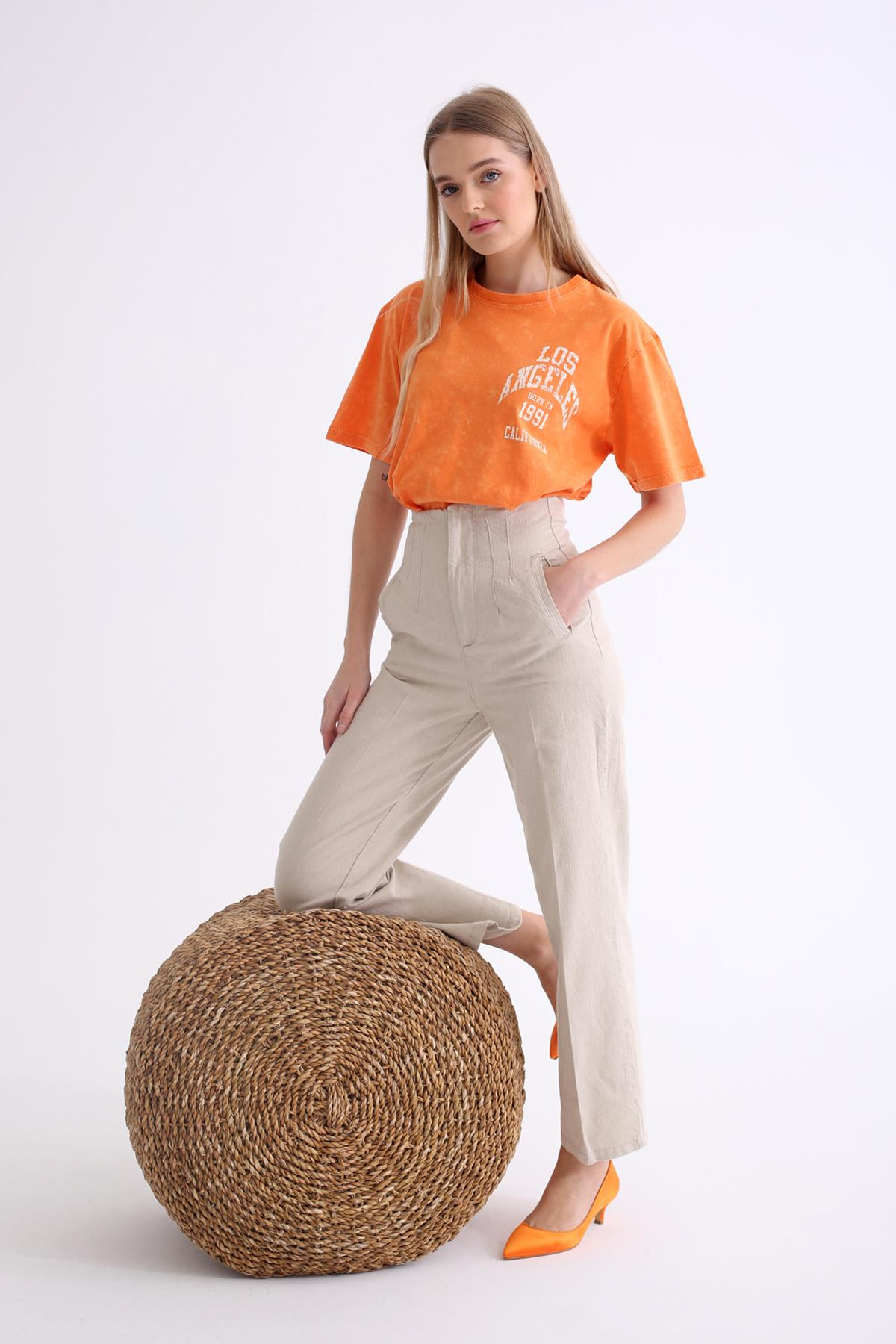 Oranj Los Angeles Baskılı Tshirt 14156
