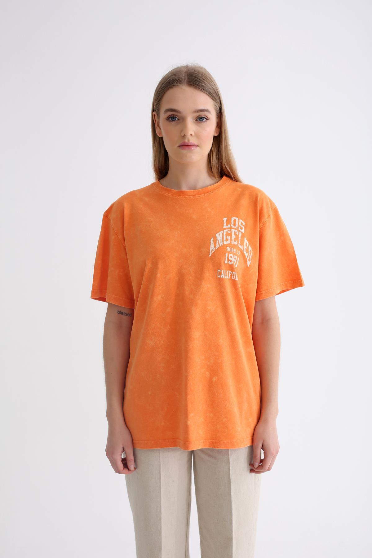 Oranj Los Angeles Baskılı Tshirt 14156